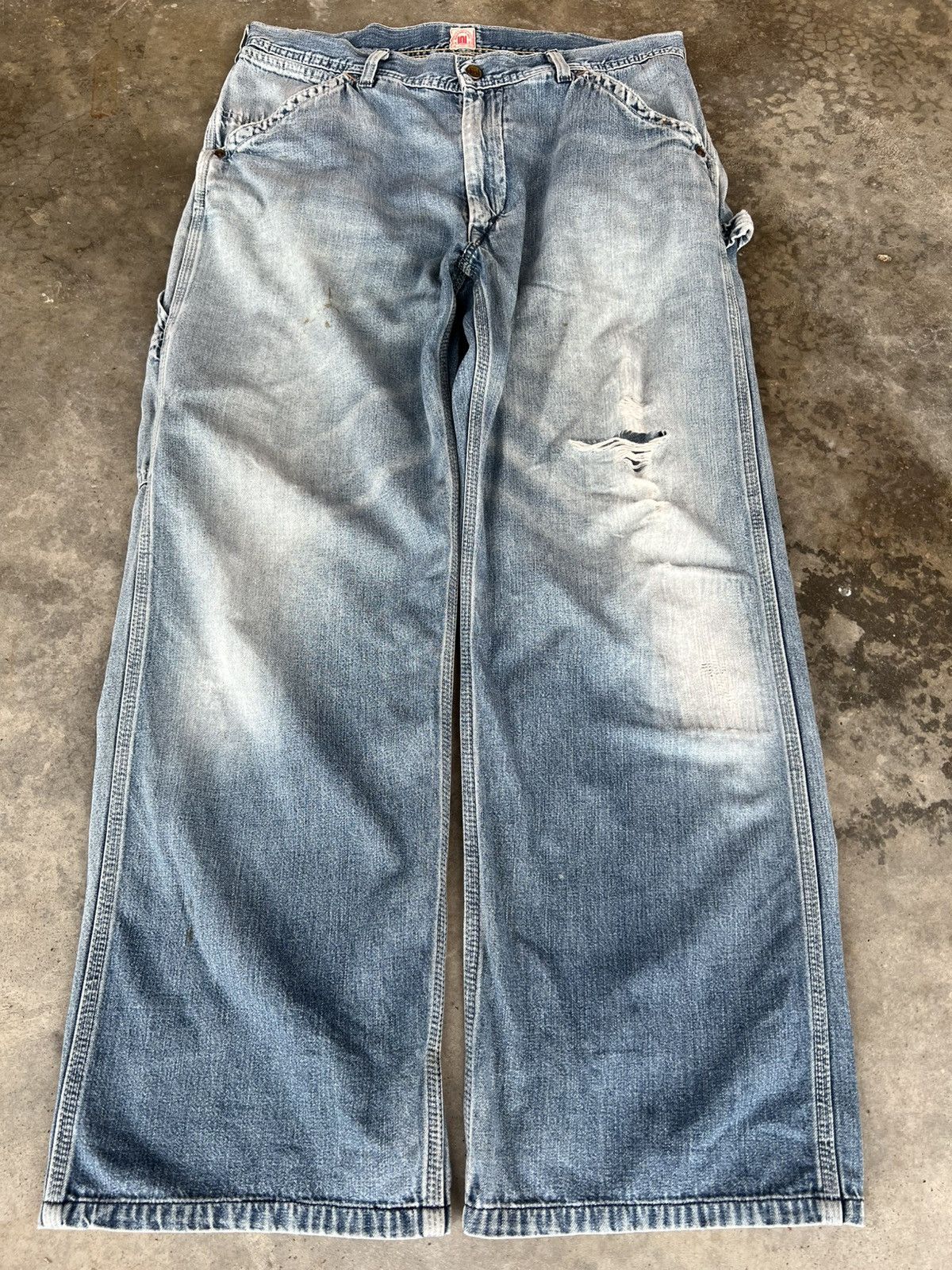 Edwin × If Six Was Nine × Japanese Brand 💥Baggy💥Vintage Edwin 101 Union Made Carpenter Distress Jeans Size US 33 - 1 Thumbnail