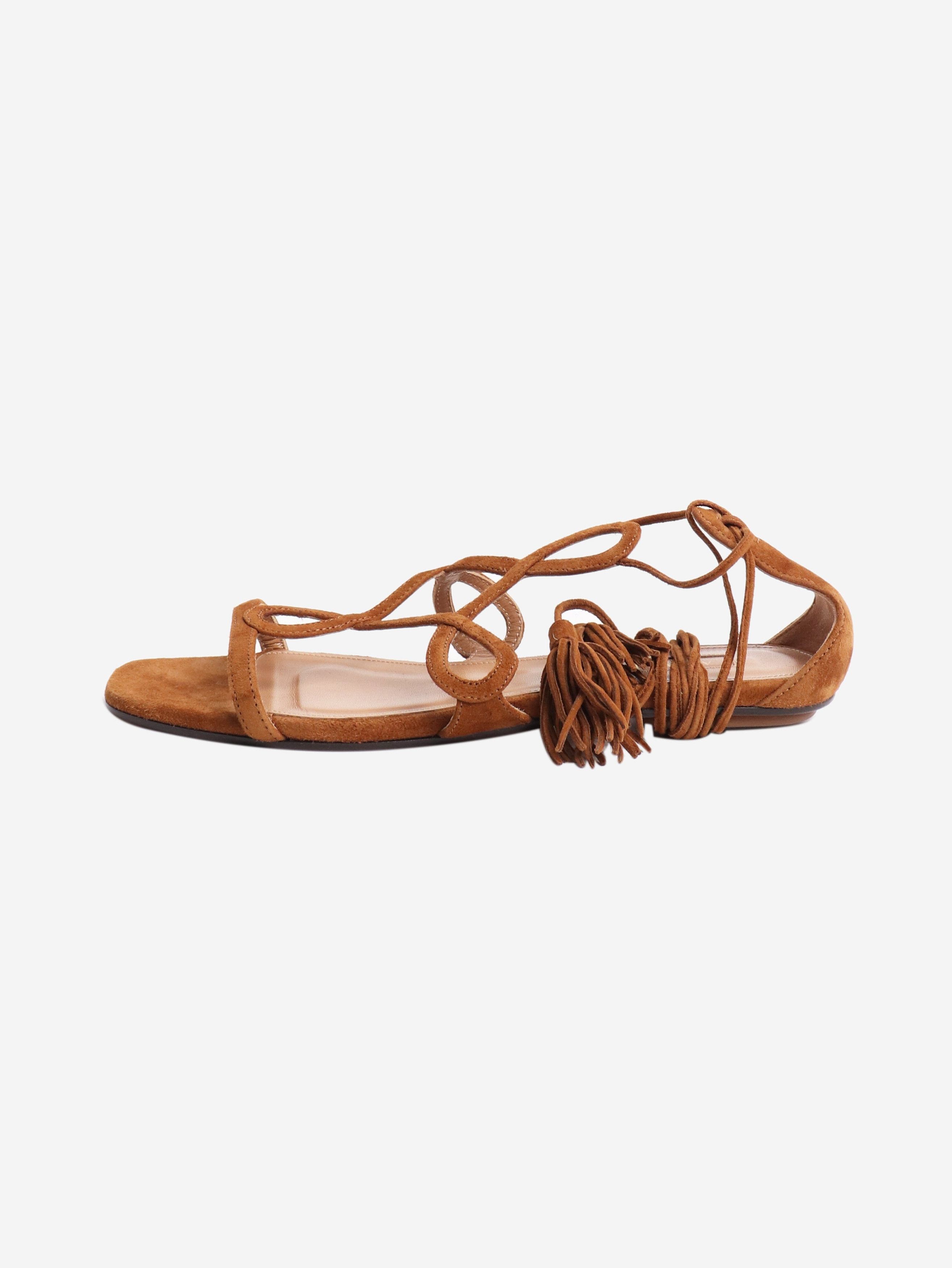 Aquazzura Tan Gitana 90mm suede sandals - EU 36.5 Size US 5 / IT 35 - 1 Thumbnail