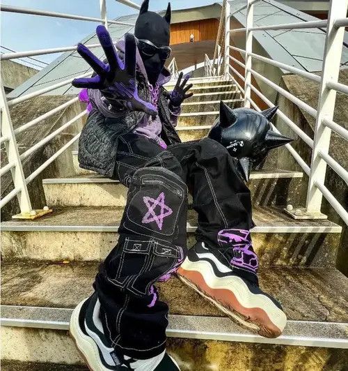 High Sport × Japanese Brand × Jean Y2K Printed Cargo Black Jeans pant Size US 28 / EU 44 - 1 Thumbnail