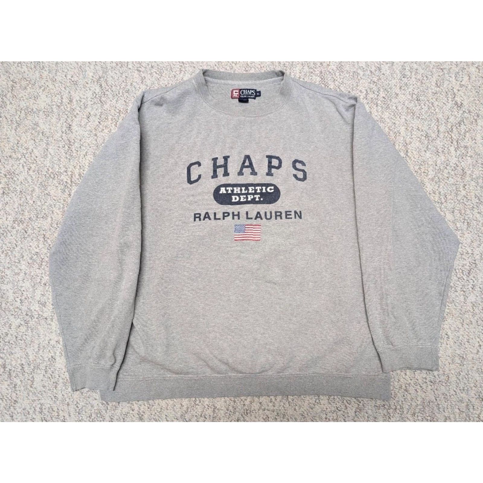 Ralph Lauren VINTAGE CHAPS RALPH LAUREN sweatshirt XL Men Gray Crew Neck Pullover Cotton Blend 1990s FLAG Y2K Size US XL / EU 56 / 4 - 7 Thumbnail