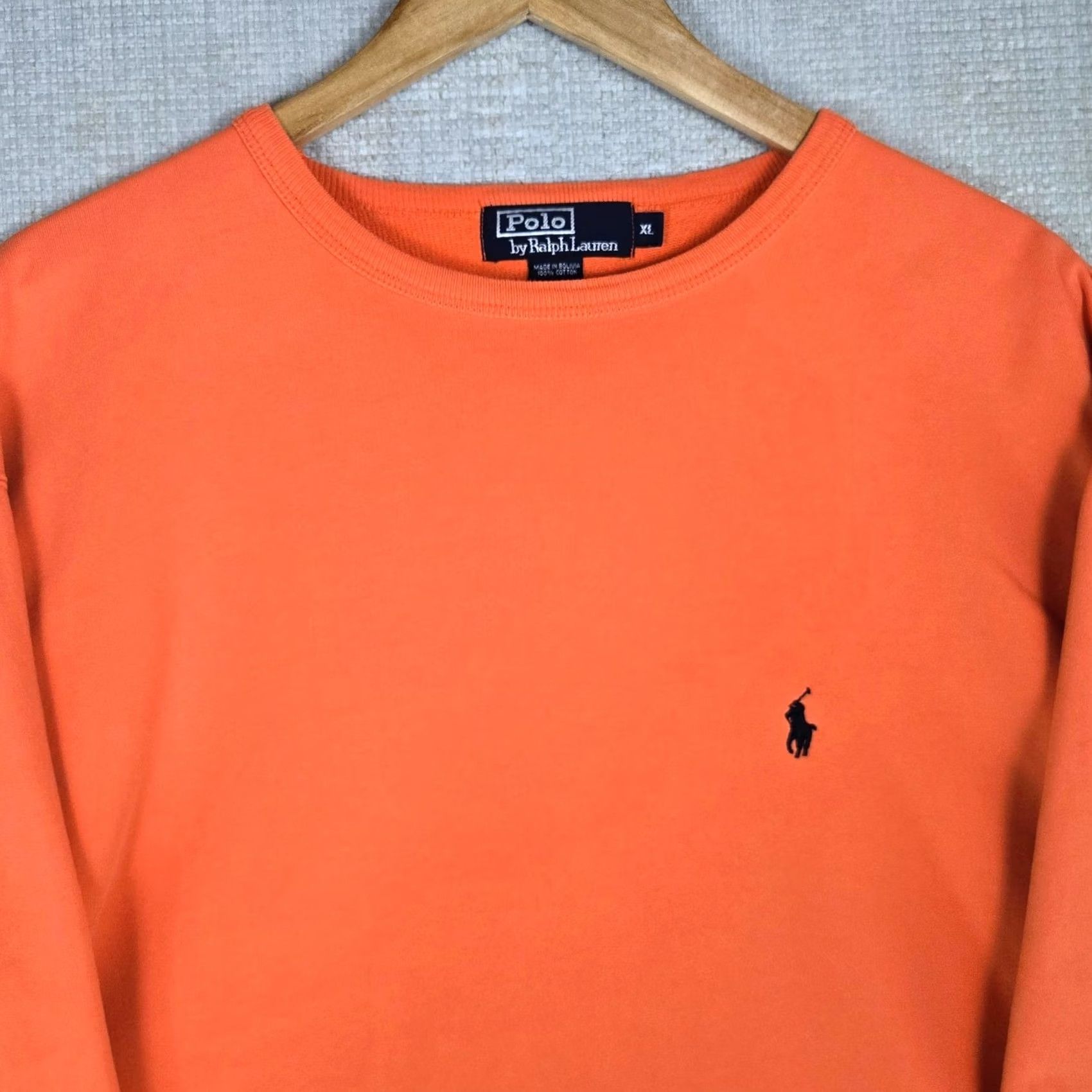 Polo Ralph Lauren VINTAGE Polo Ralph Lauren Shirt Mens XL Orange VTG Size Cotton Sweatshirt Crew Neck Terry Line Size US XL / EU 56 / 4 - 3 Thumbnail