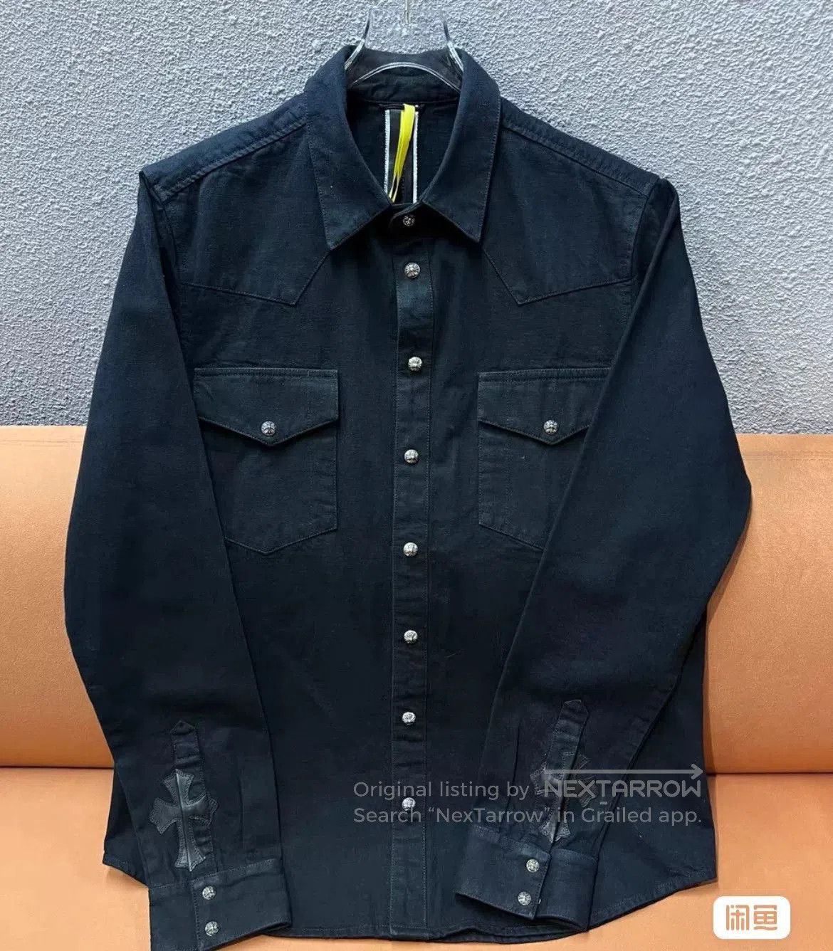 Chrome Hearts Chrome Hearts Denim Cross Leather Patchwork Shirt. Size US XL / EU 56 / 4 - 1 Thumbnail