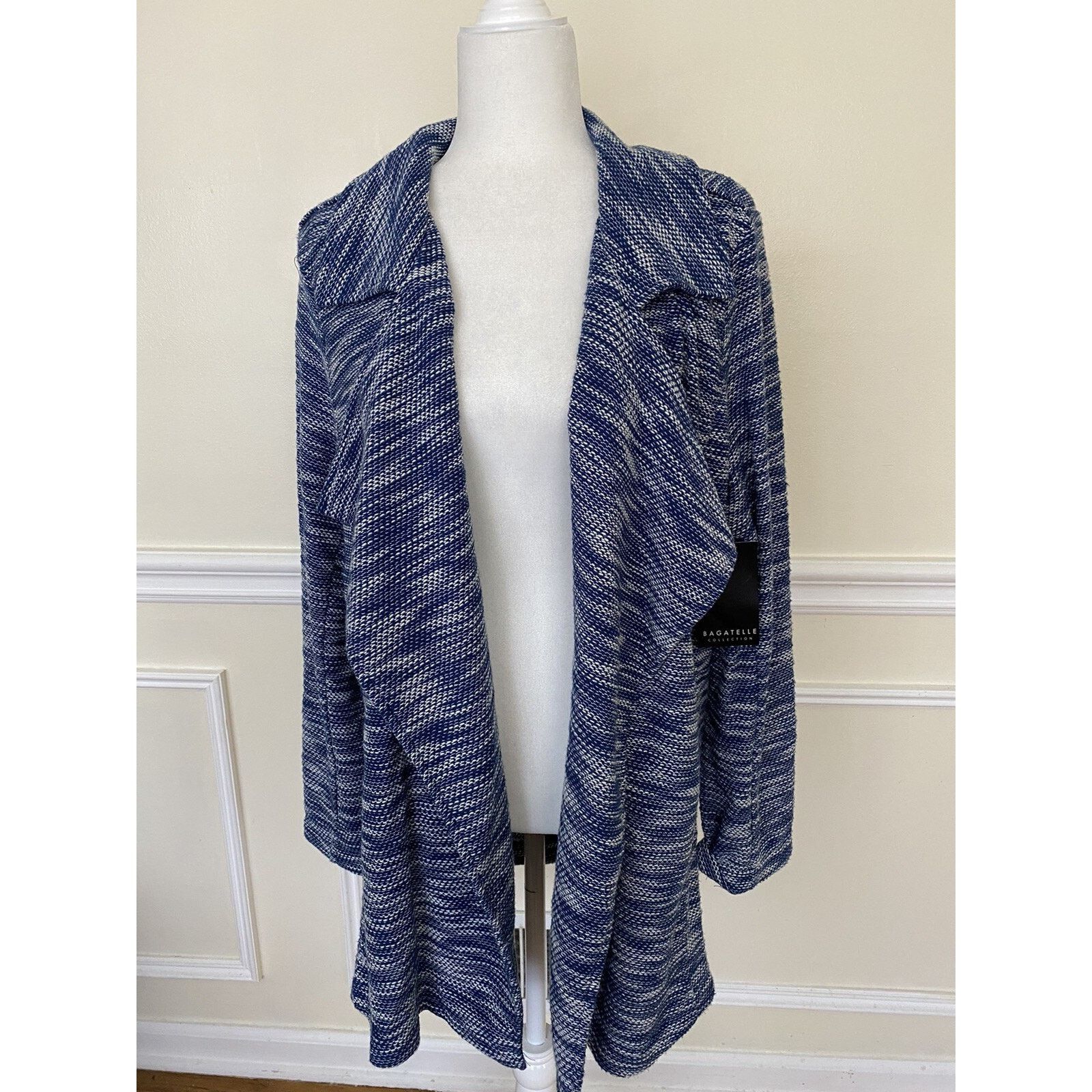 BUGATCHI BAGATELLE Tweed Open-front Jacket In Blue size XL A003058 Size XL / US 12-14 / IT 48-50 - 5 Thumbnail