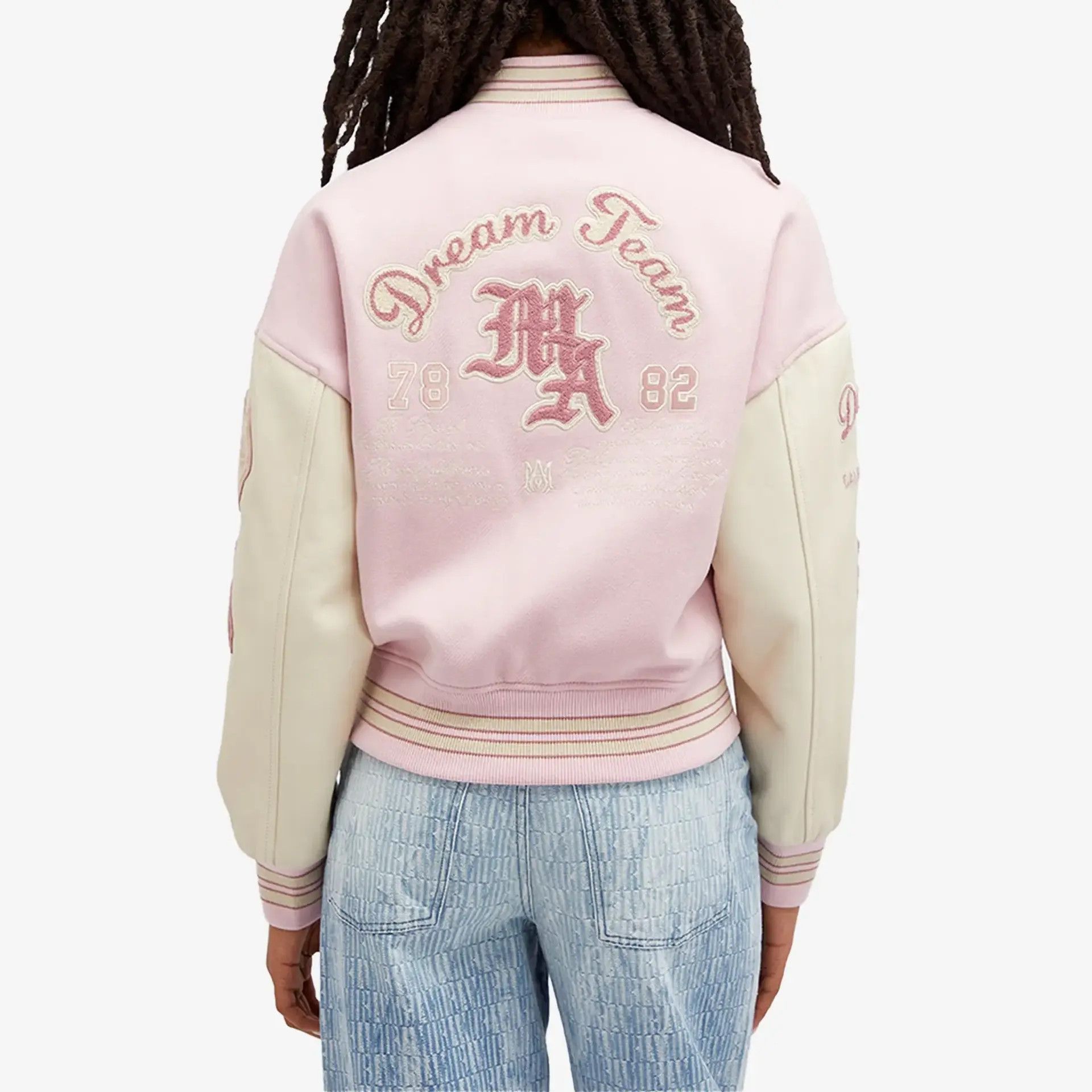 Amiri o1orln1125 Dream Team Varsity Jacket in Pink/White Size XL / US 12-14 / IT 48-50 - 3 Thumbnail