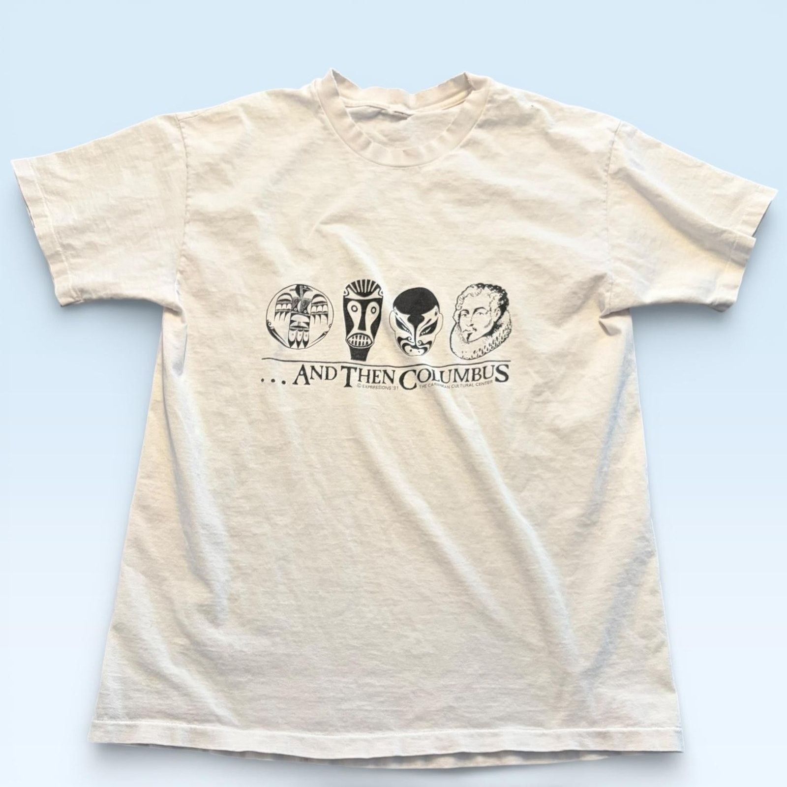 Vintage Vintage And Then Columbus M Caribbean Masks Graphic 1991 Tee Size US M / EU 48-50 / 2 - 1 Thumbnail
