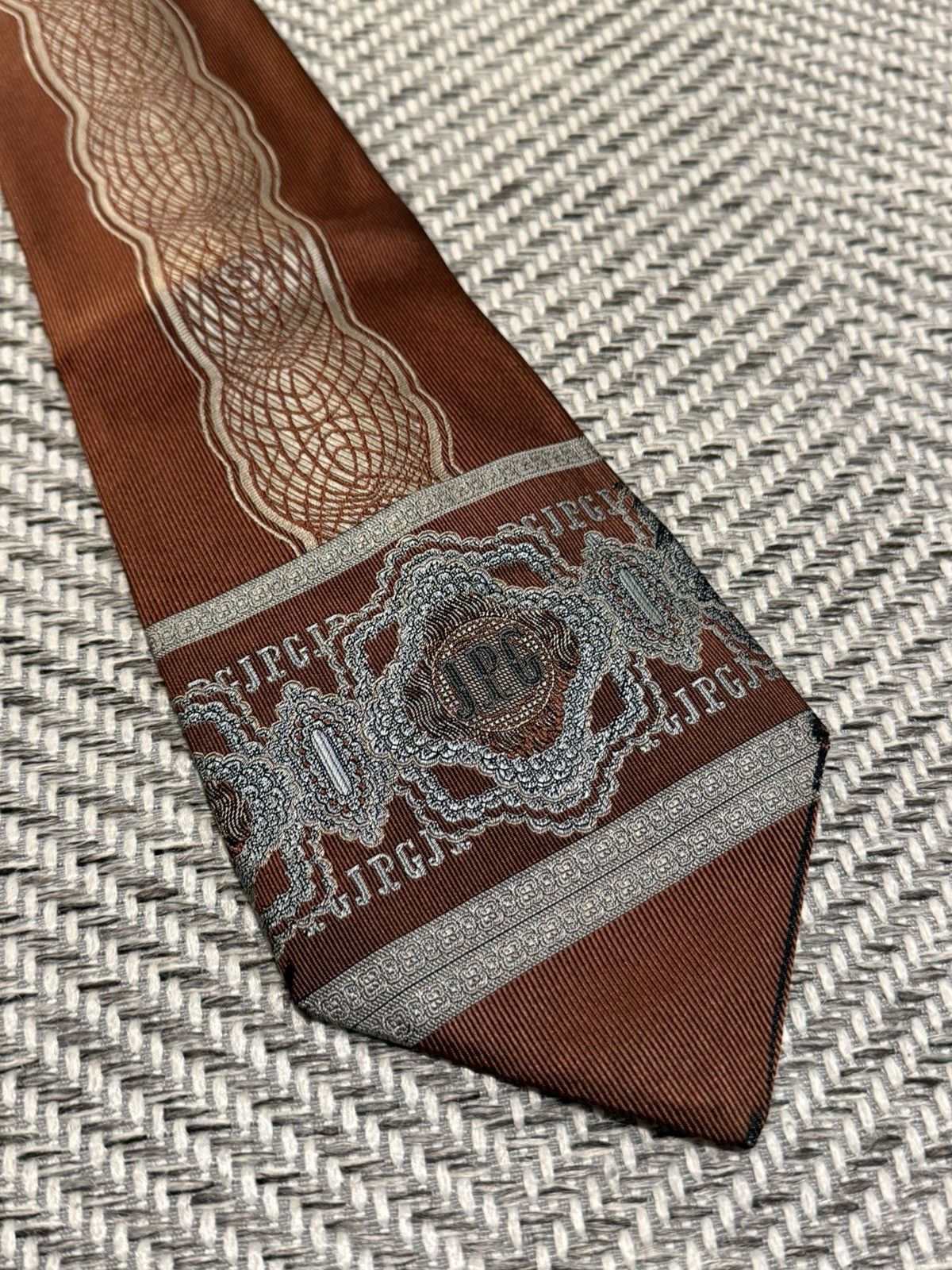 Jean Paul Gaultier Jean Paul Gaultier Geometric Crest Woven Vintage Tie Size ONE SIZE - 3 Thumbnail