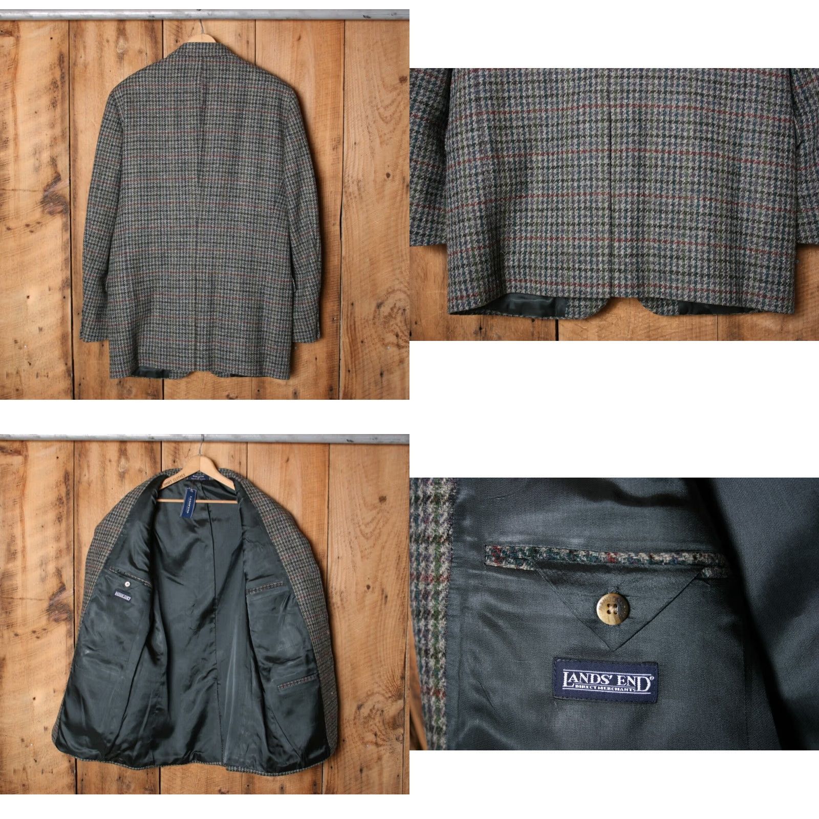 Lands' End Lands' End Houndstooth 100% Wool 3-Button Blazer Sport Coat Sz. 41L Men Jacket/Coat Long Multicolor Wool 3-Button Sports Coat Size 42R - 8 Thumbnail