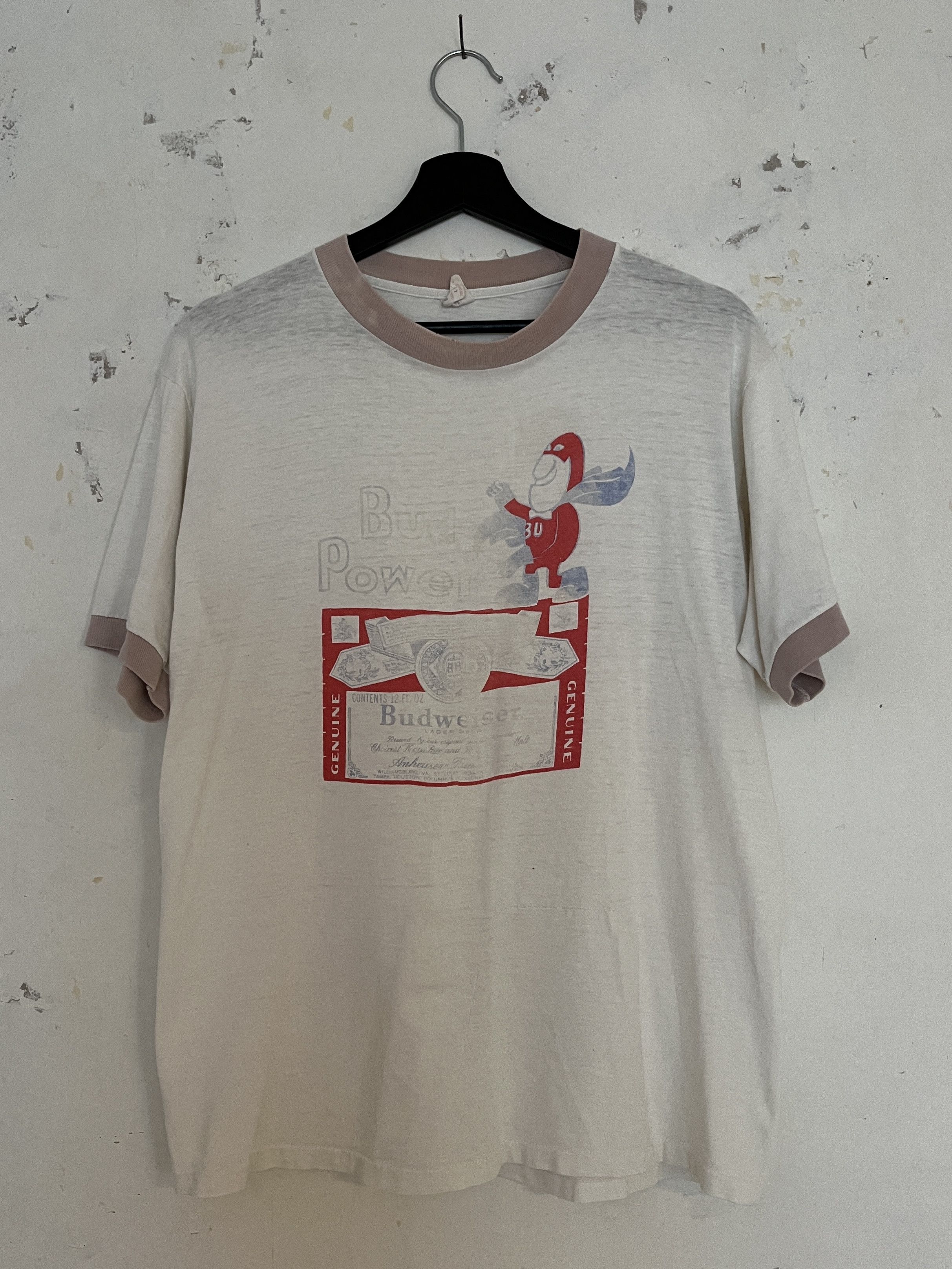 Budweiser × Vintage 70s Vintage Sunfaded Single Stitch T-Shirt Size US S / EU 44-46 / 1 - 1 Thumbnail