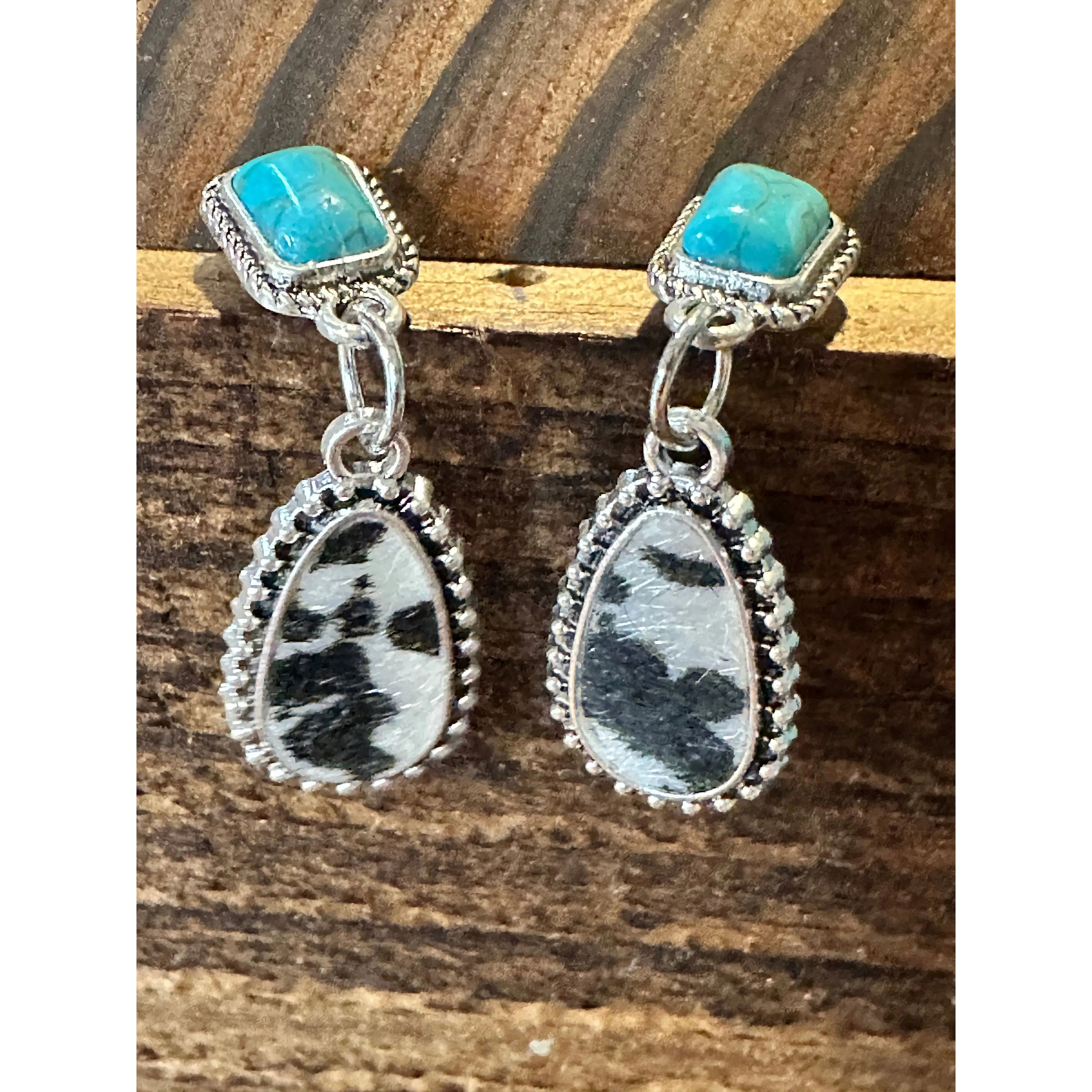 Other Boho Hippie Western Cowgirl Turquoise Stone Silver Drop Stud Size ONE SIZE - 3 Thumbnail