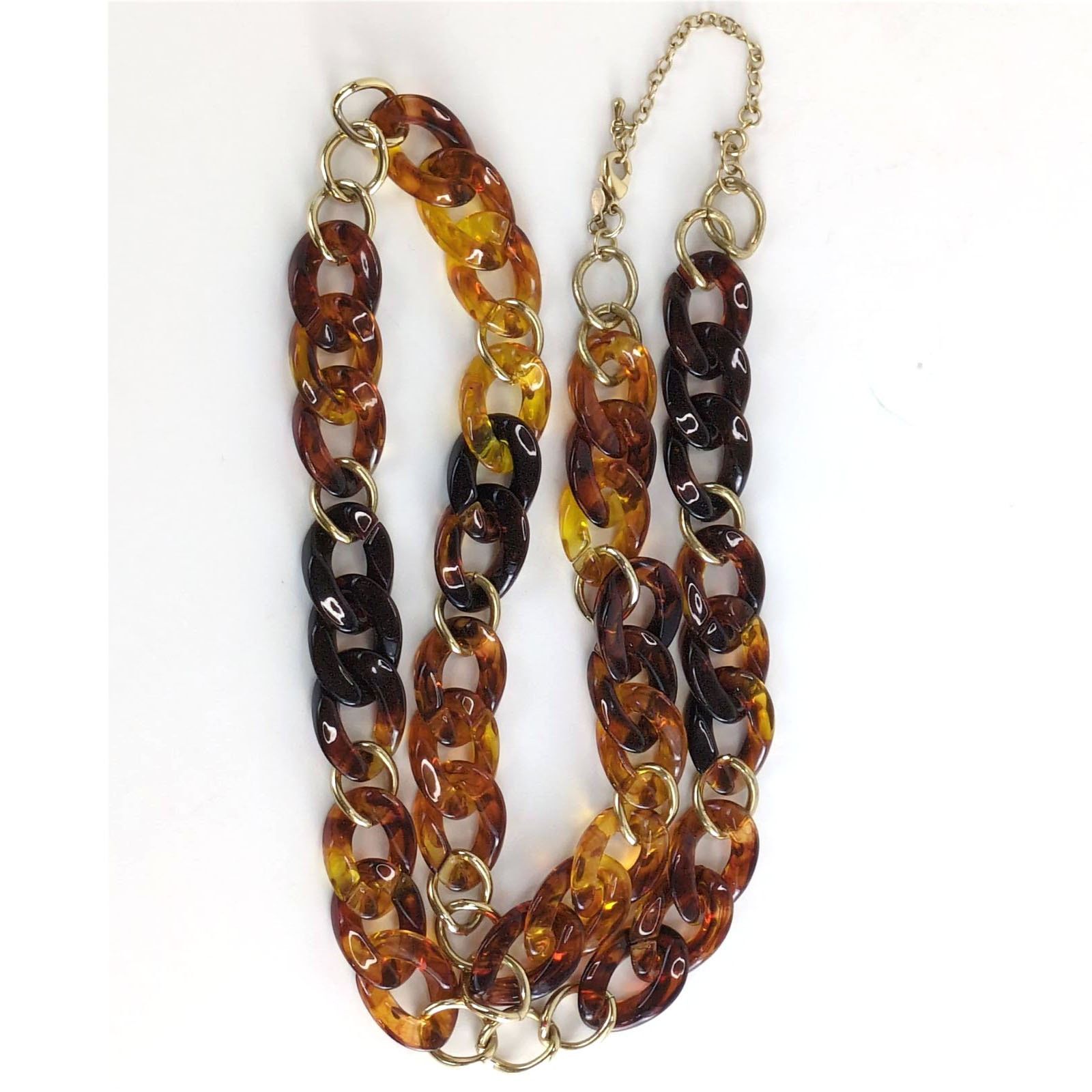 Vintage Premier Designs Margot Acrylic Tort Goldtone Links Necklace Size ONE SIZE - 6 Thumbnail