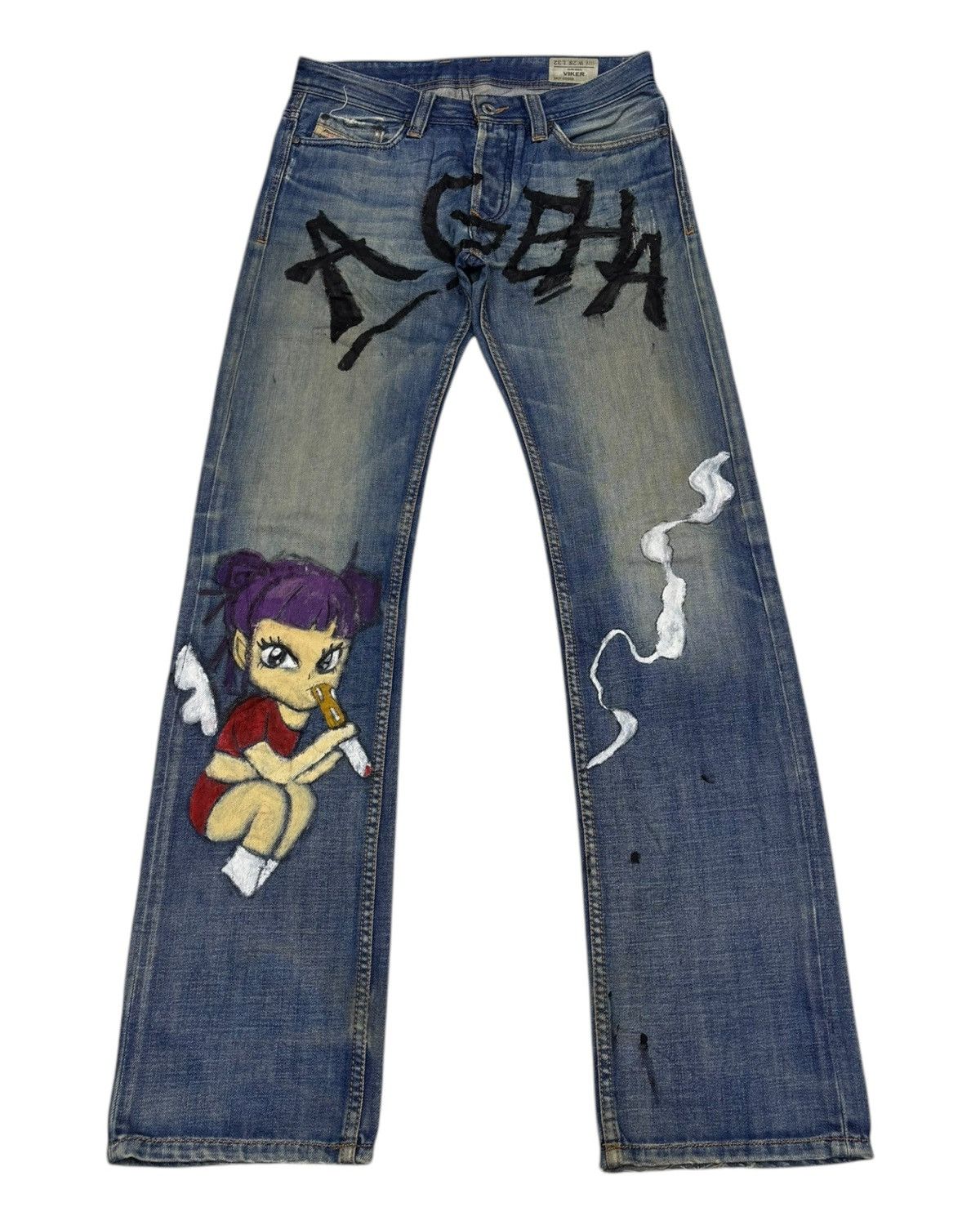 Diesel 🔥RARE DIESEL DENIM CUSTOM MADE AGEHA PAINT DISTRESS DENIM Size US 30 / EU 46 - 1 Thumbnail