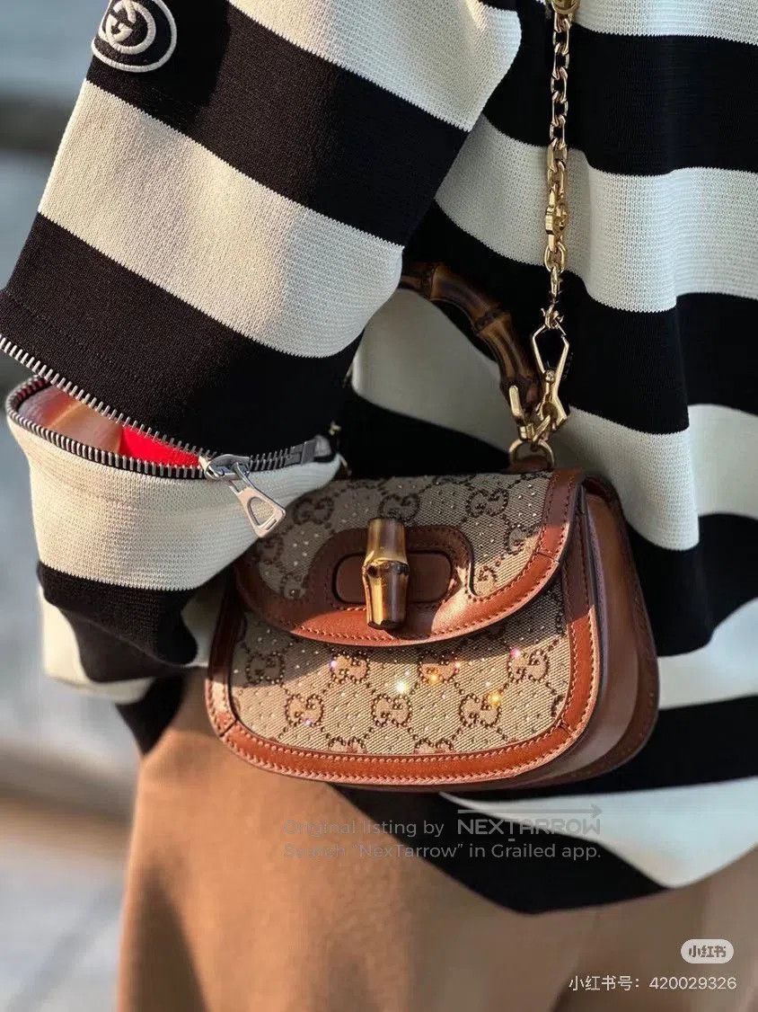 Gucci Gucci 1947 Monogram Crystal Bamboo Bag. Size ONE SIZE - 9 Thumbnail