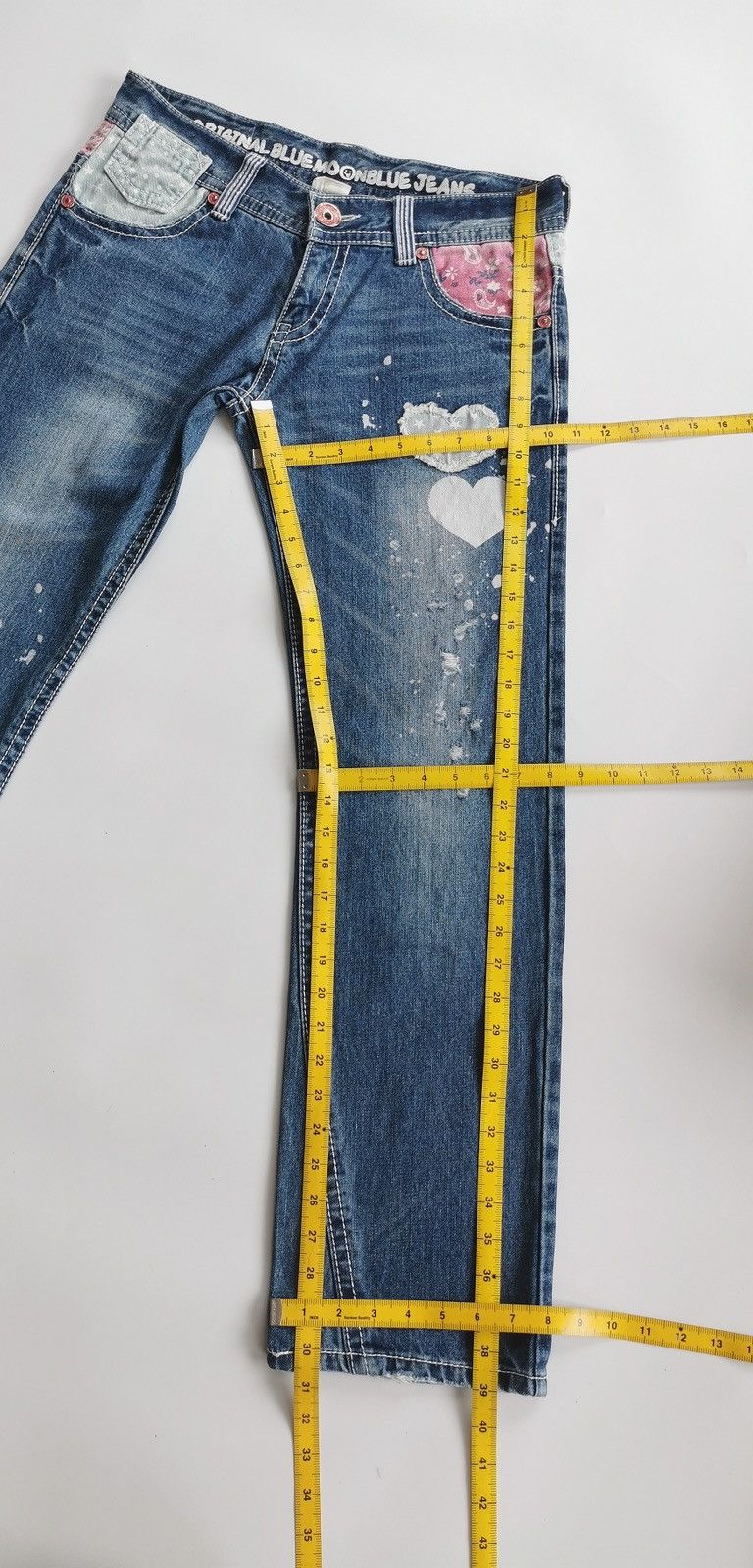 Japanese Brand Blue Moon Blue Printed Jeans Size US 31 - 10 Thumbnail