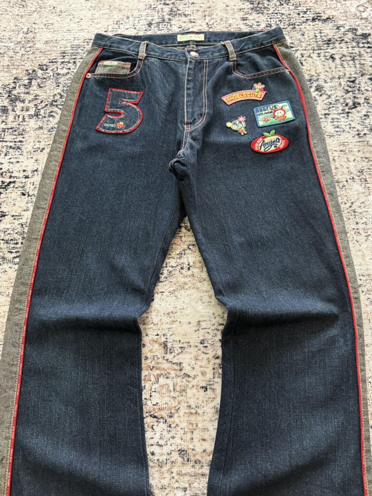 Hysteric Glamour 2000s Angel Blue Kawaii Side Panel Patched Flared Jeans Y2K Size US 28 / EU 44 - 4 Thumbnail