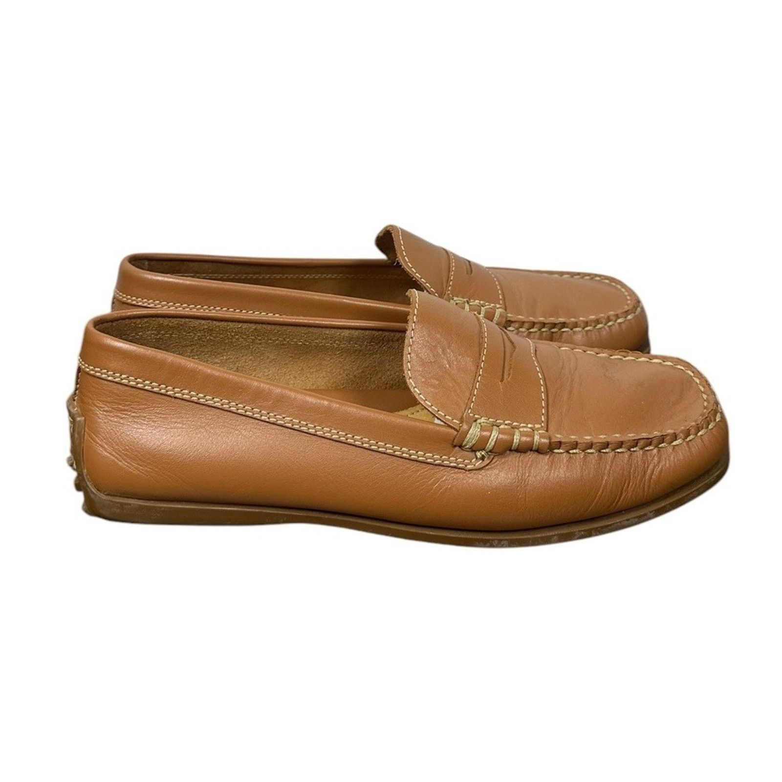 Lands' End Lands End Tan Leather Penny Loafers Driving Moccasins 7.5 W Size US 7.5 / IT 37.5 - 2 Thumbnail