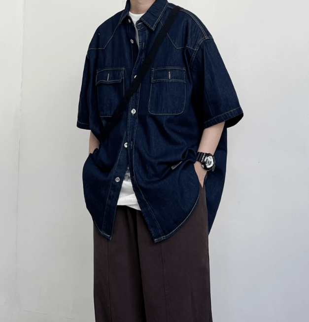 Japanese Brand × Vintage Japanese retro men's handsome trendy casual loose work shirt Size US M / EU 48-50 / 2 - 1 Thumbnail