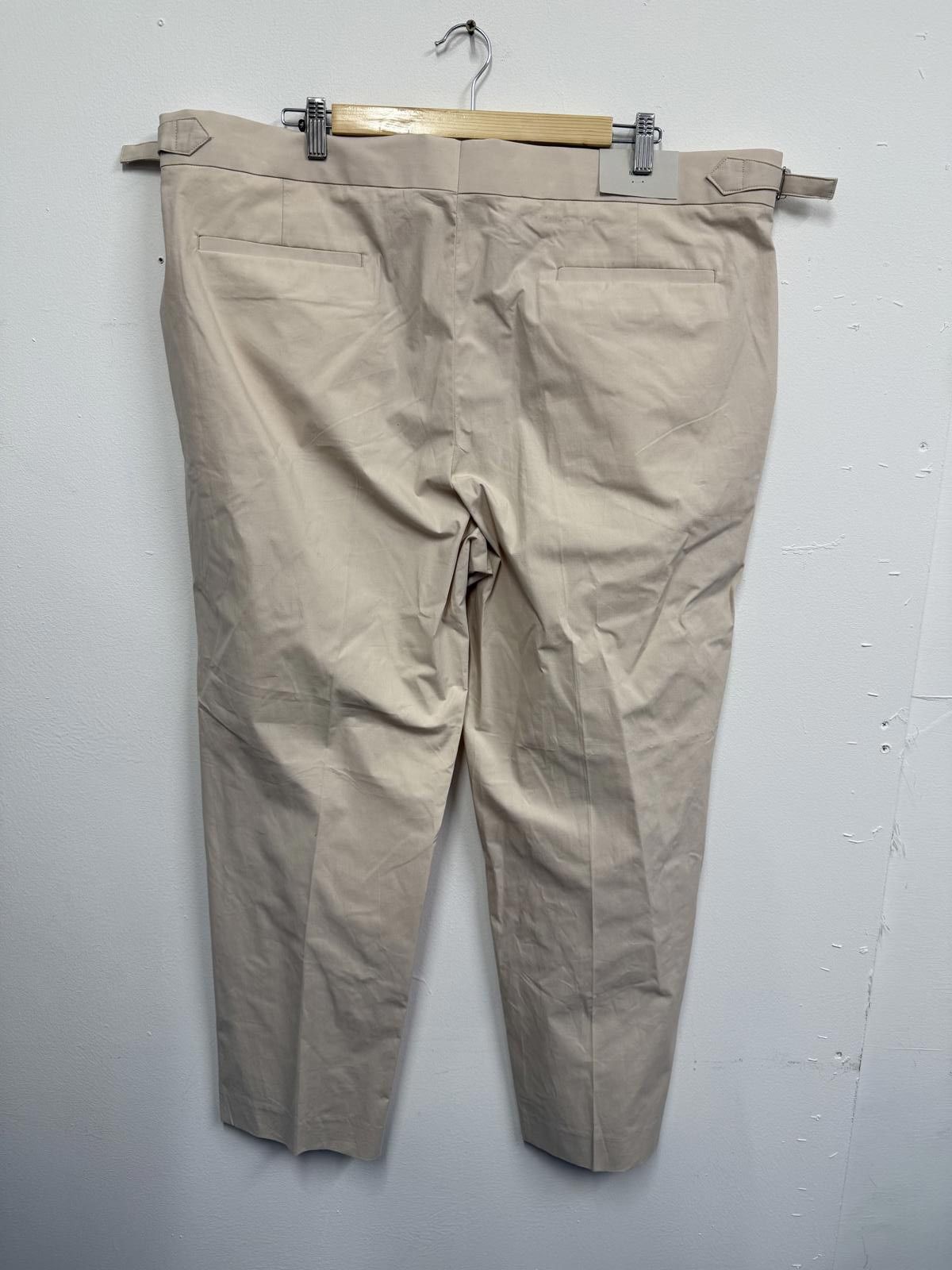Moss Beige Women's Cream Chino Pants with Side Buckle Detail Size 42" / US 20 - 2 Thumbnail