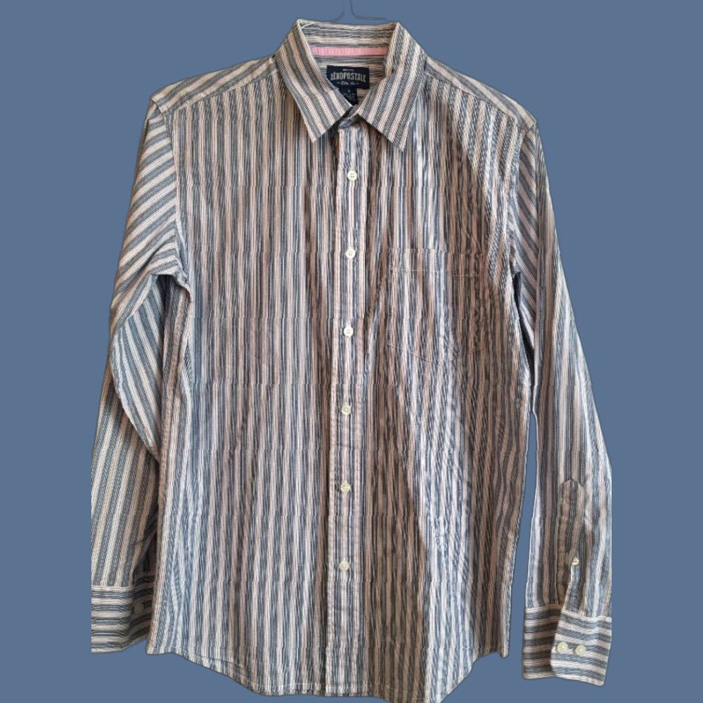 Vintage Aéropostale Shirt Slim Fit Men’s Button Up Blue Pink Striped 100% Cotton Small Size US S / EU 44-46 / 1 - 1 Thumbnail