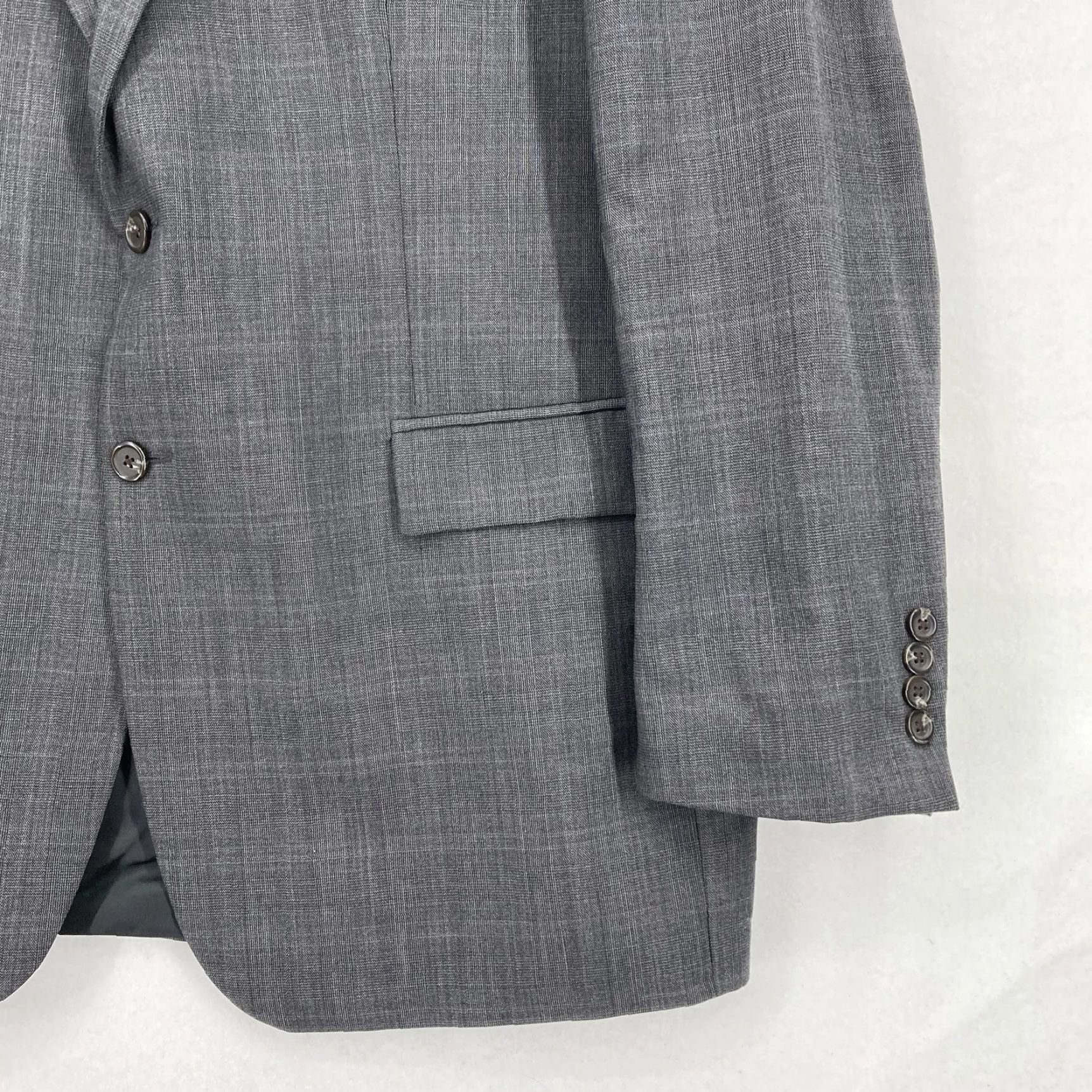 Chaps Chaps Ralph Lauren Sport Coat Blazer Mens 46L Gray Wool Glen Plaid 2 Button Jacket Size 46R - 3 Thumbnail