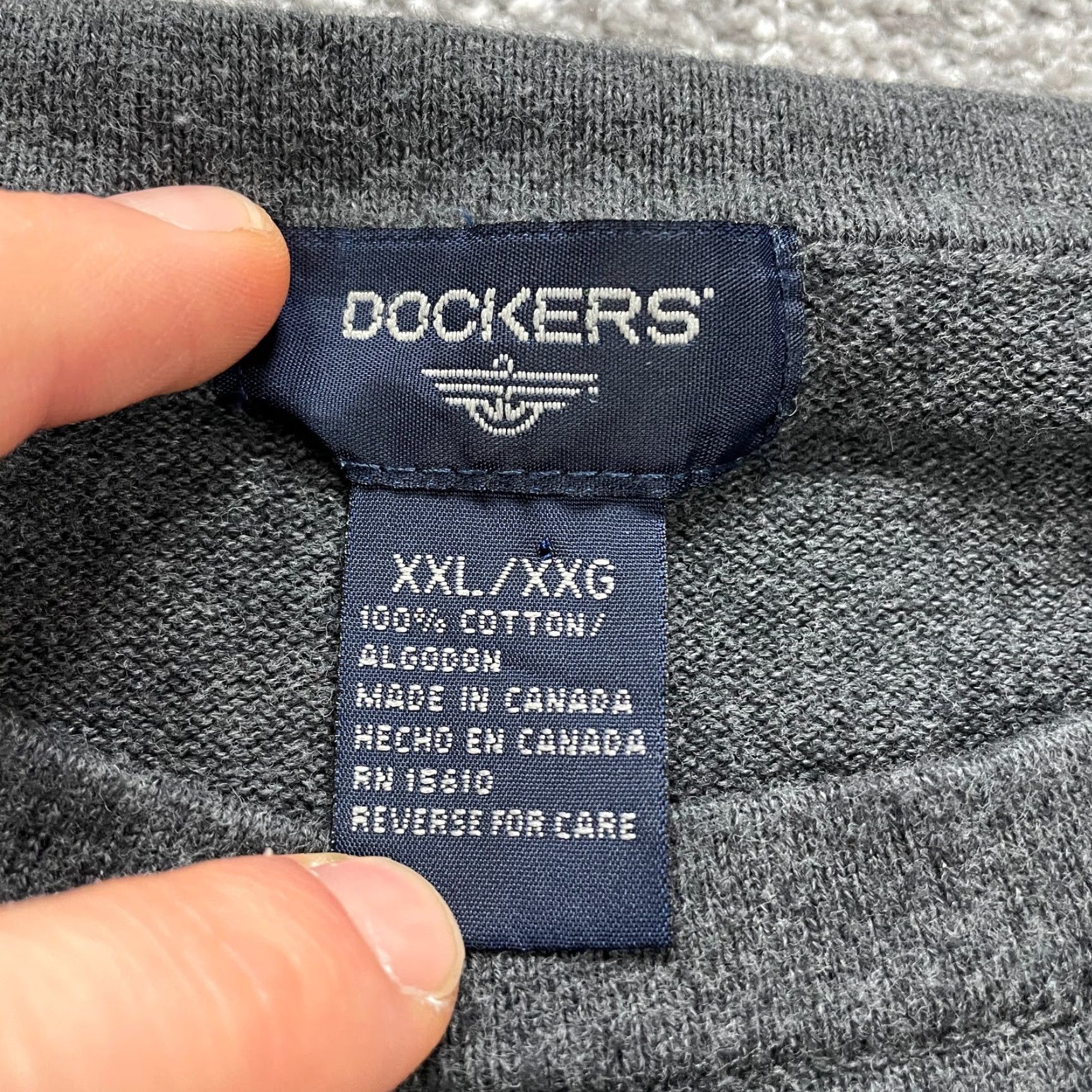 Dockers DOCKERS Sweater Mens 2XL Gray Striped Crew Neck Knit Cotton Long Sleeve Pullover Size US XXL / EU 58 / 5 - 4 Thumbnail
