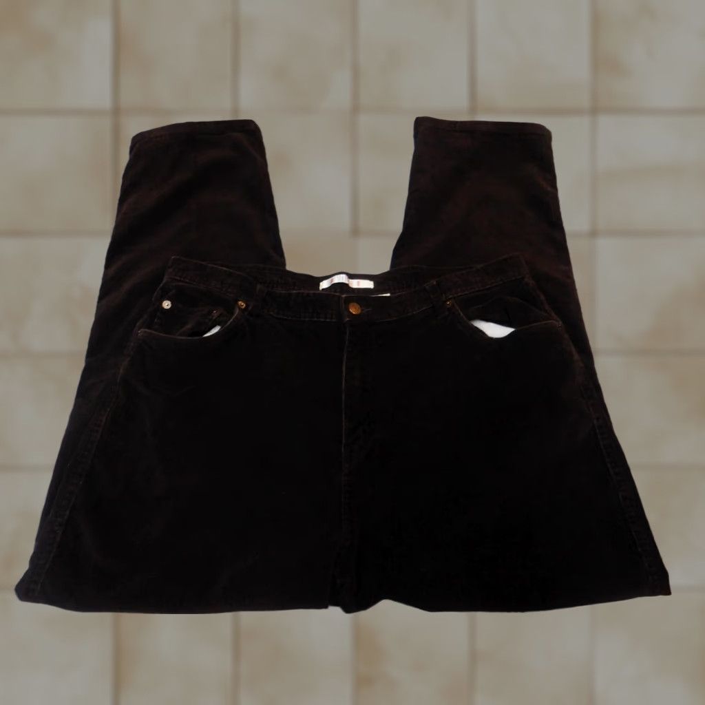 Bill Blass Bill Blass Womens Pants 18W Brown Corduroy Straight Stretch 28in Inseam Plus Size Chino Casual Business Womens Size 40" / US 18 - 1 Thumbnail