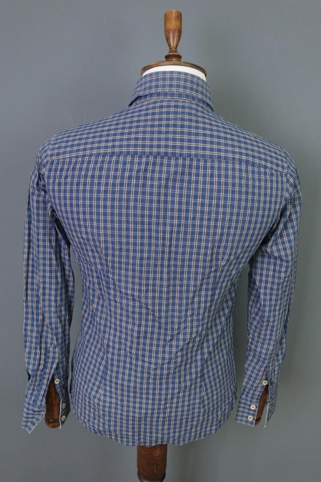 Armani Collezioni Armani Jeans Slim Fit Blue Check Button Down Shirt Size M Size US M / EU 48-50 / 2 - 11 Thumbnail