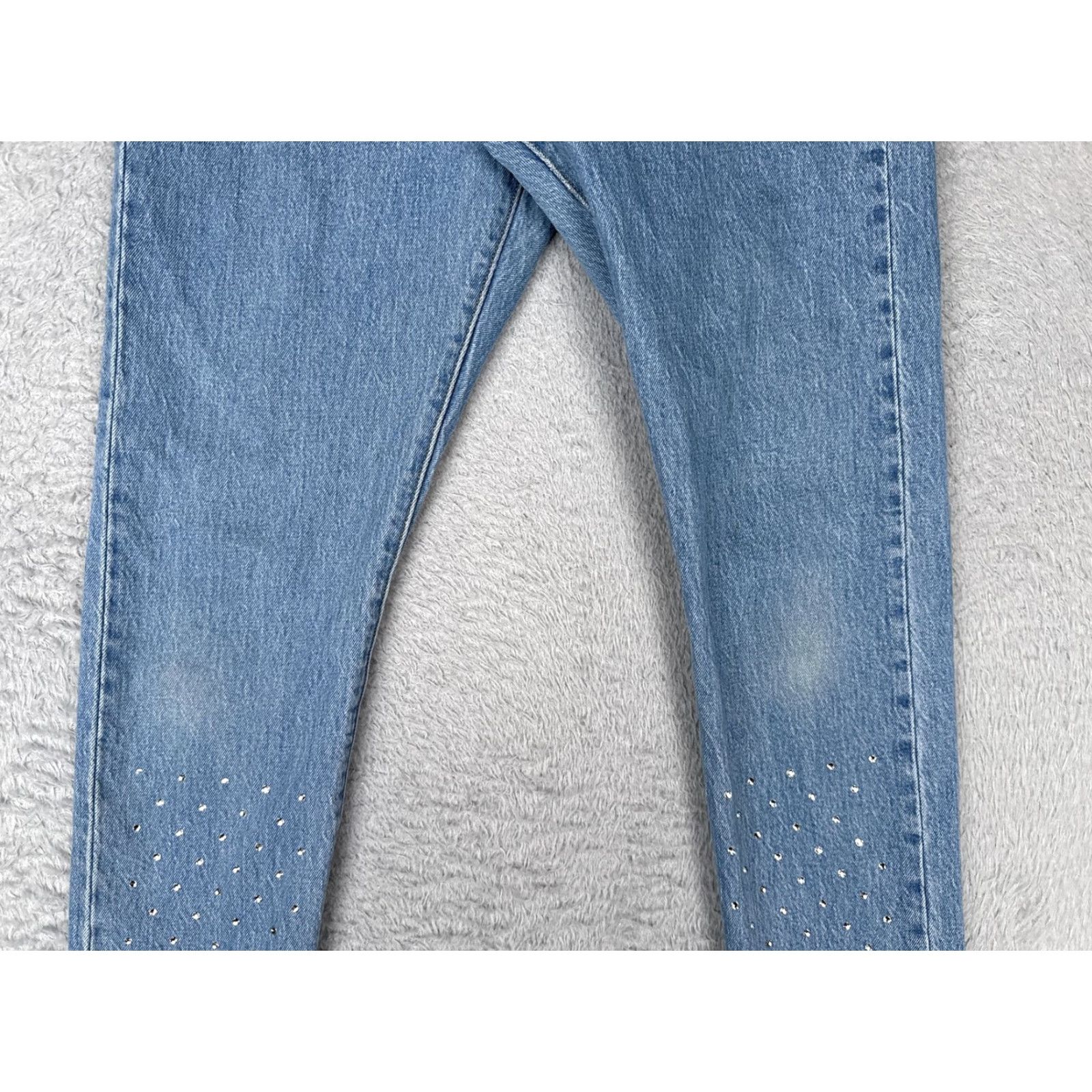Levi's Levis Jeans Womens 28x28 Blue Denim Premium 501 Skinny Jeweled Mid Rise Cotton Blend Spandex Size 28" / US 6 / IT 42 - 3 Thumbnail