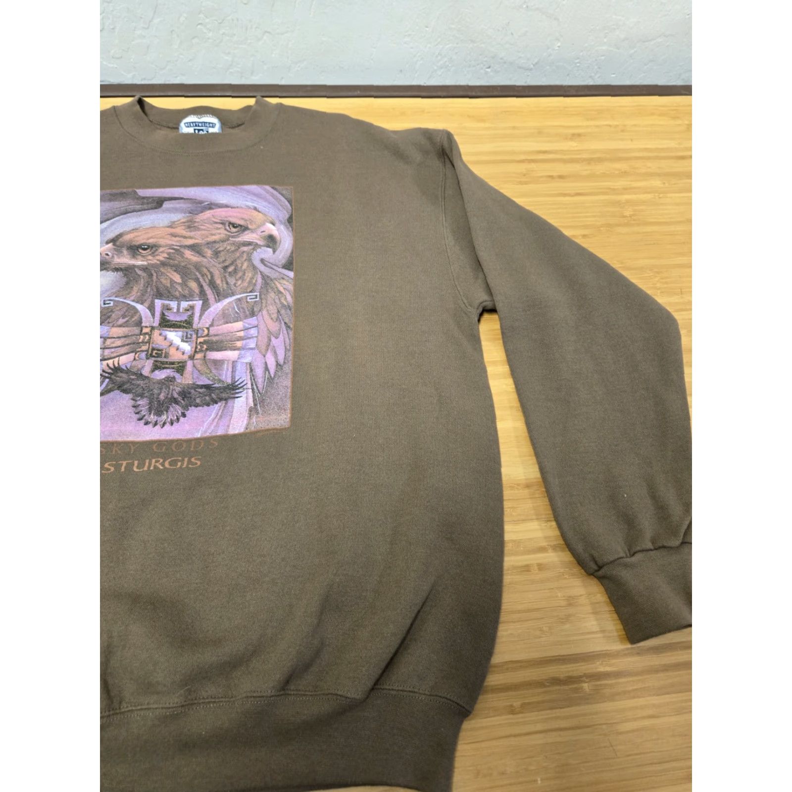 Vintage VINTAGE Lee Sweatshirt Mens XL Brown Biker Eagle Graphic 90s Sturgis Bike Week Pullover Size US XL / EU 56 / 4 - 2 Thumbnail