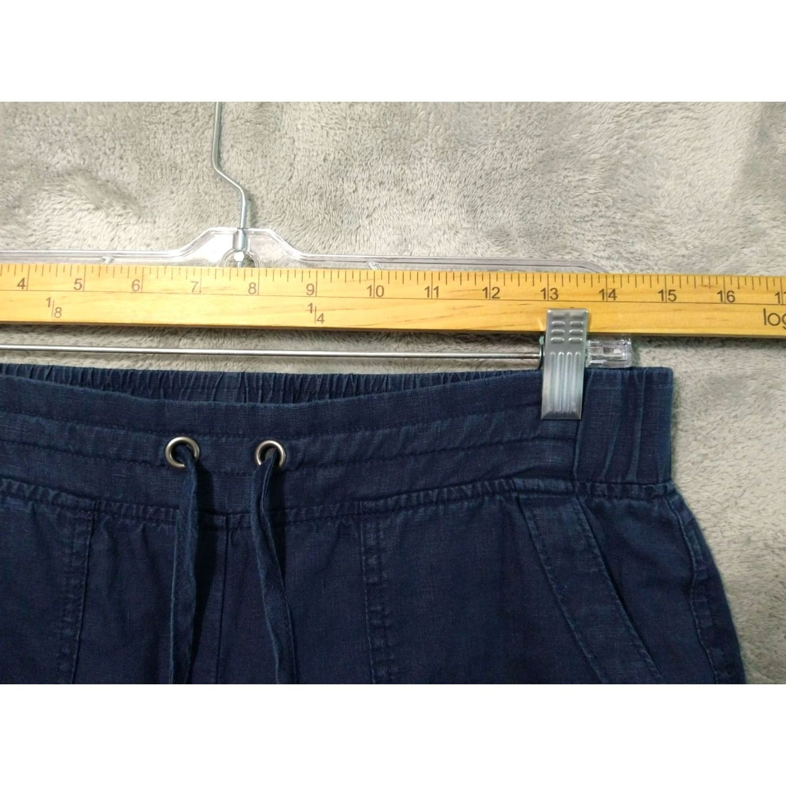 Athleta Athleta Pants Womens 4 Navy Blue Linen Ankle Taper Leg Pull On Mid Rise Pants Size 27" / US 4 / IT 40 - 3 Thumbnail