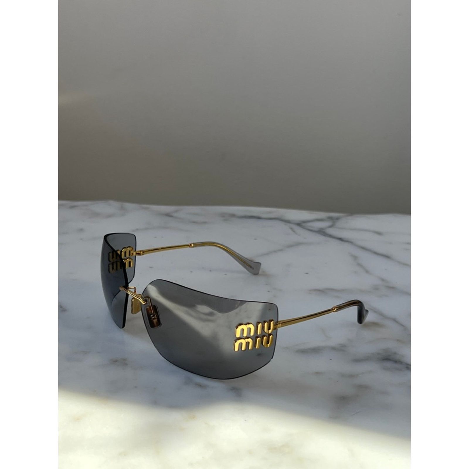 Miu Miu NEW Miu Miu MU54YS Grey Mask Sunglasses Size ONE SIZE - 3 Thumbnail