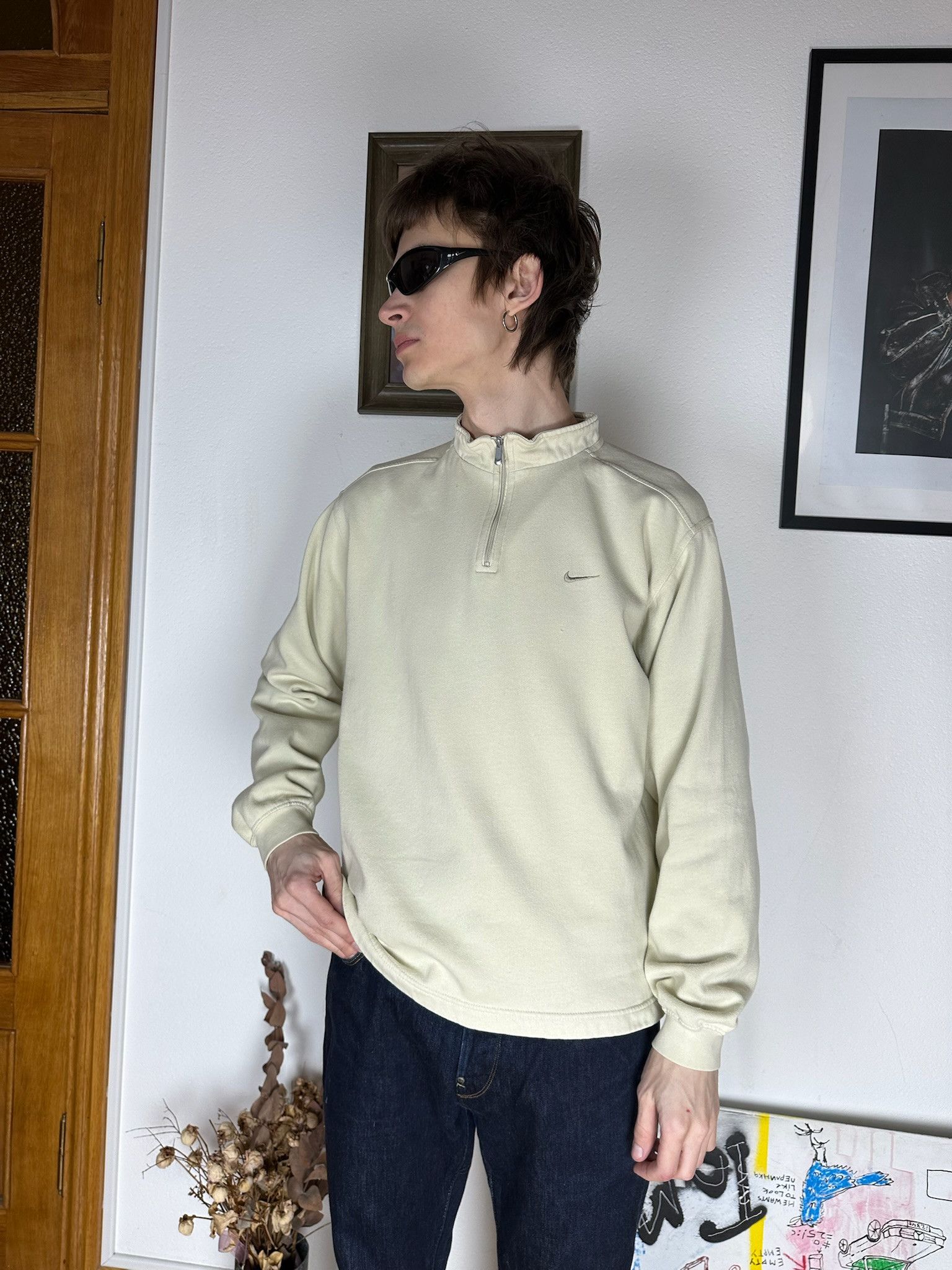 Nike Vintage y2k Nike Cream Beige Sweatshirt Size US M / EU 48-50 / 2 - 2 Thumbnail