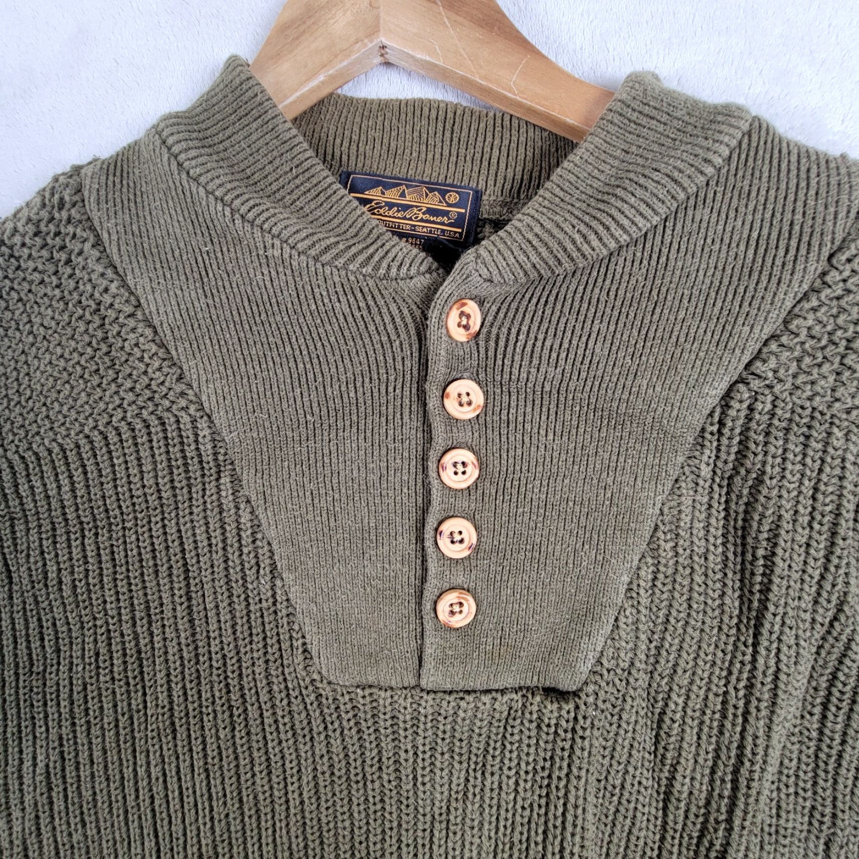 Eddie Bauer VINTAGE Eddie Bauer Fisherman Sweater Men M Green Cable-Knit Pullover 90s Size US M / EU 48-50 / 2 - 2 Thumbnail