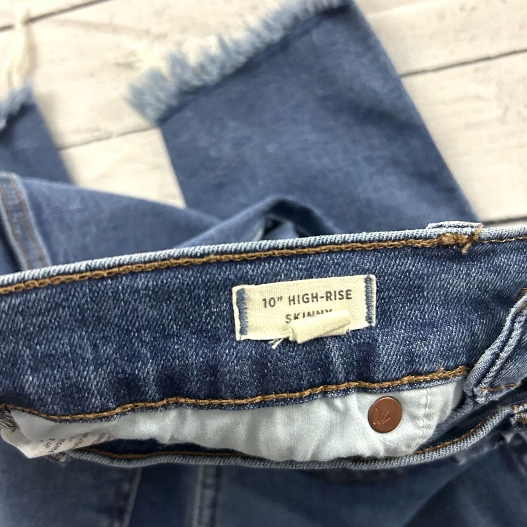 Madewell Madewell 10" Hi-Rise Button Fly Skinny Raw Hem Denim Blue Jeans Women's 27 Jeans Size 27" / US 4 / IT 40 - 6 Thumbnail