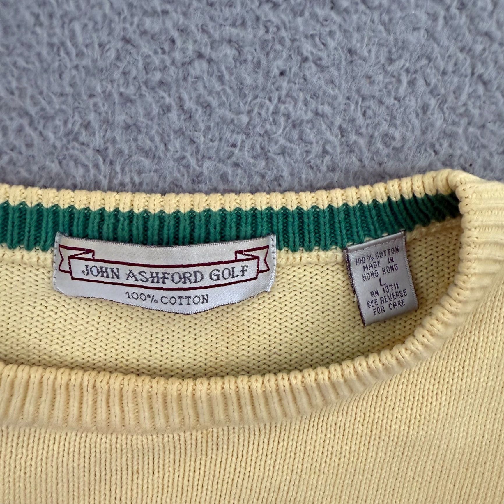 Vintage VINTAGE John Ashford Sweater Mens L Golf Sport 90s Pullover Knit Long Sleeve Yellow Size US L / EU 52-54 / 3 - 6 Thumbnail