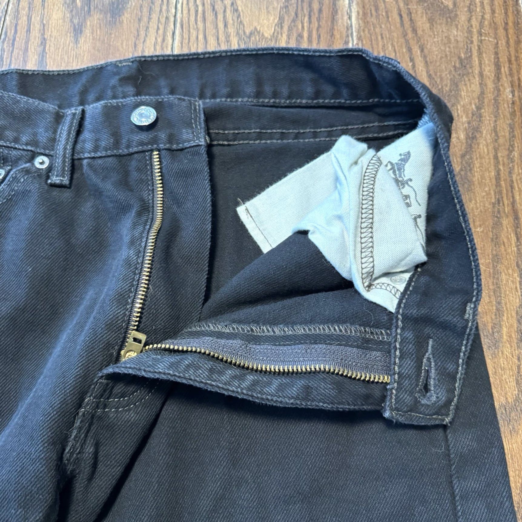 Levi's Levi's 505 Jeans Mens Regular Fit Denim Black 33x30 Size US 33 - 3 Thumbnail