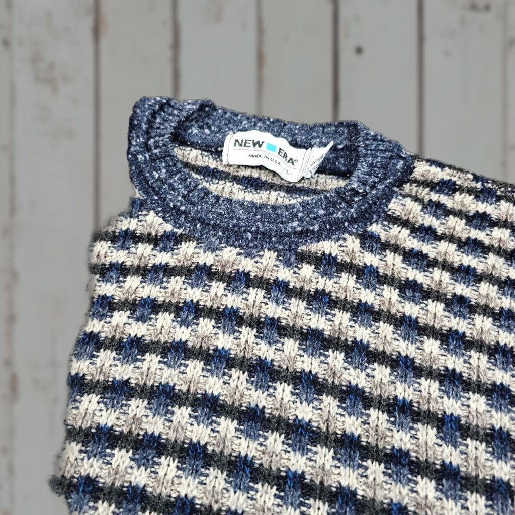 New Era VINTAGE New Era Knit Sweater Mens Large L Blue Plaid Crewneck 90s USA Size US L / EU 52-54 / 3 - 1 Thumbnail