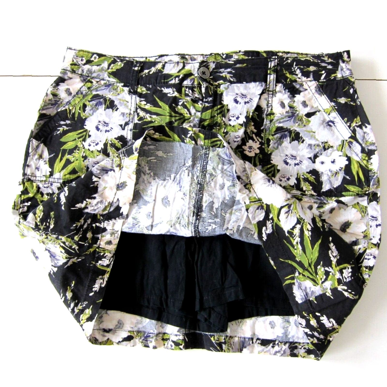 Croft & Barrow Croft & Barrow Cotton Stretch Black White Grey Pocket Built In Short Skort 14 Size 36" / US 14 / IT 50 - 7 Thumbnail