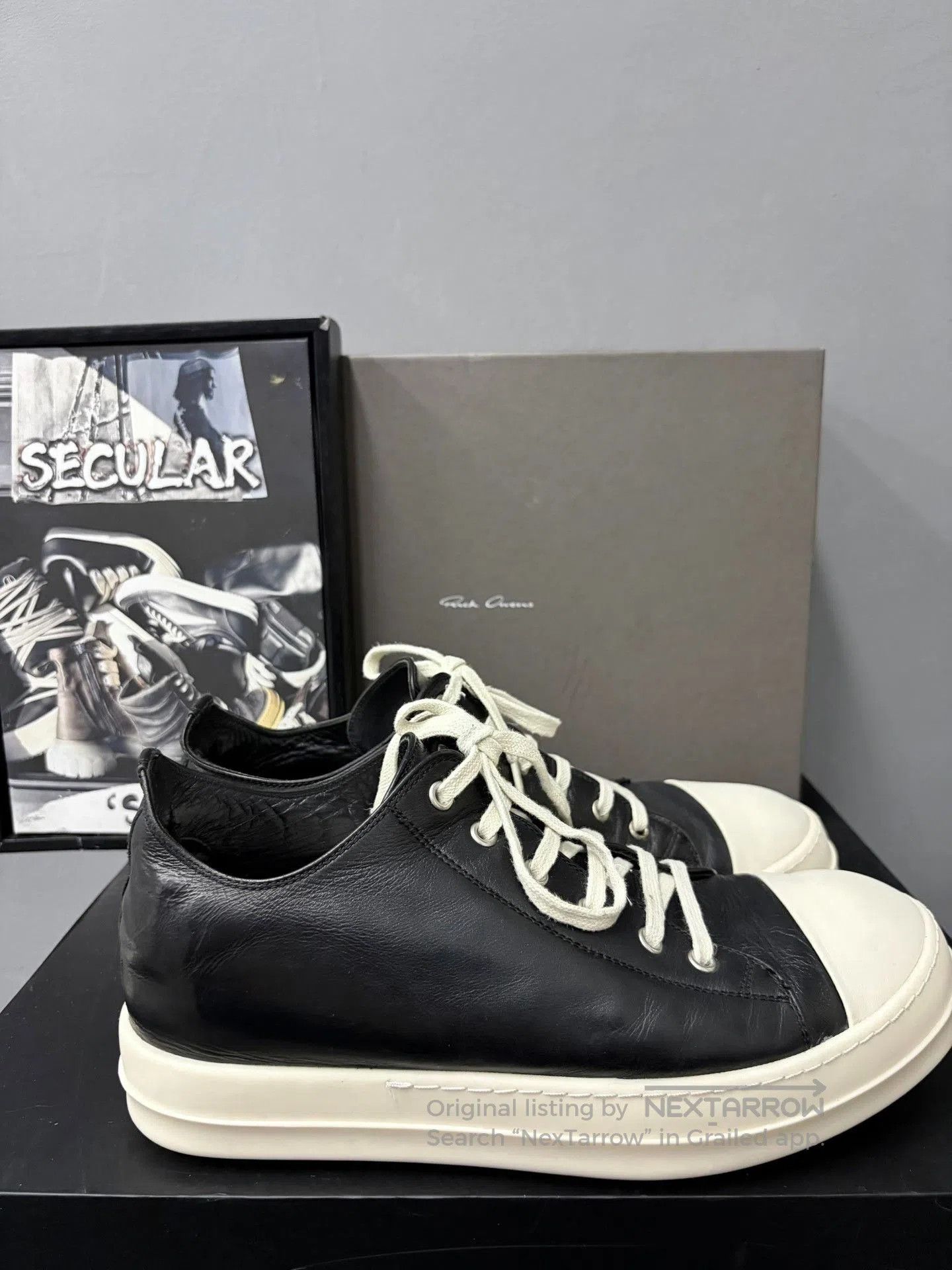 Rick Owens Rick Owens Leather Black White Low. Size US 9 / EU 42 - 4 Thumbnail