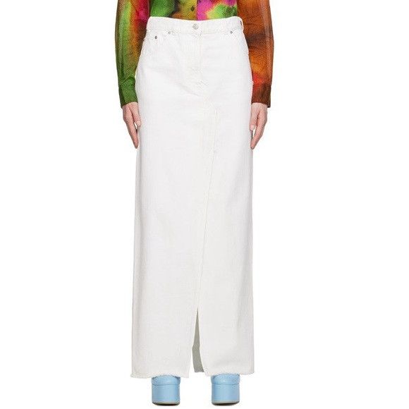 Dries Van Noten NEW DRIES VAN NOTEN white denim vented maxi jean skirt 44 Size 30" / US 8 / IT 44 - 1 Thumbnail