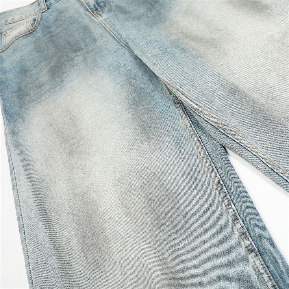 Vintage Punk men's loose wide-leg washed distressed dirty jeans Size US 32 / EU 48 - 4 Thumbnail