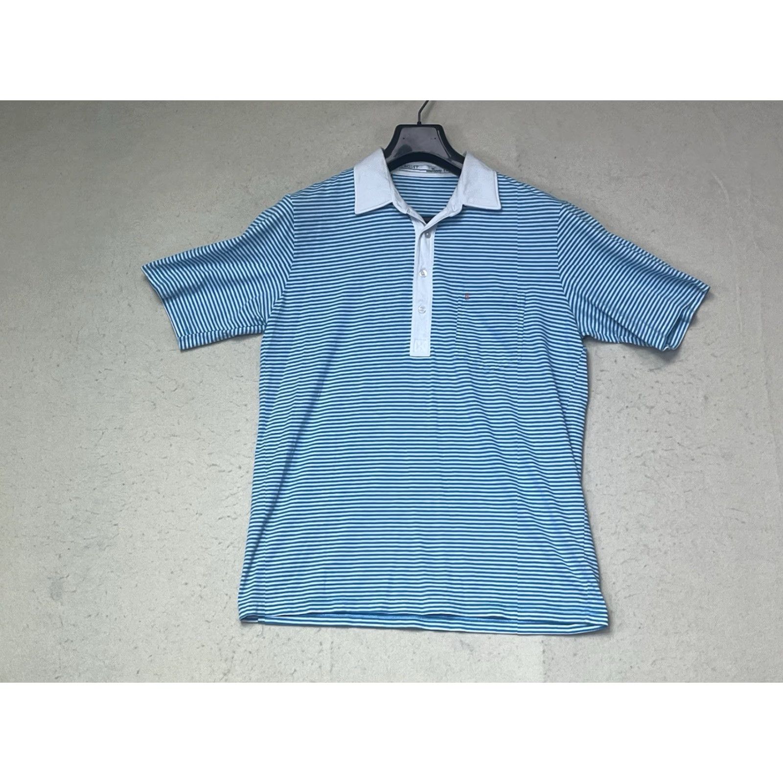 Vintage Criquet Polo Shirt Mens M Blue White Short Sleeve Striped Logo Embroidered Knit Cotton Golf Casual Shirt Mens Size US M / EU 48-50 / 2 - 2 Thumbnail