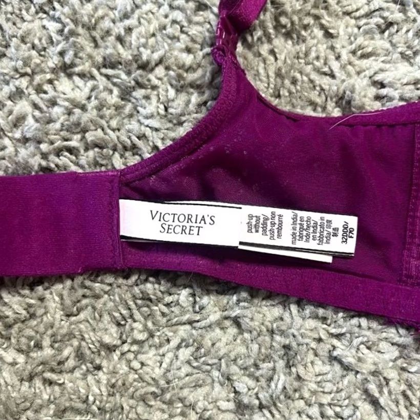 Victoria's Secret Victoria'S Secret Push Up Bra Womens 32DDD Purple Dream Angels Lace Underwire Unlined Lingerie Size ONE SIZE - 3 Thumbnail