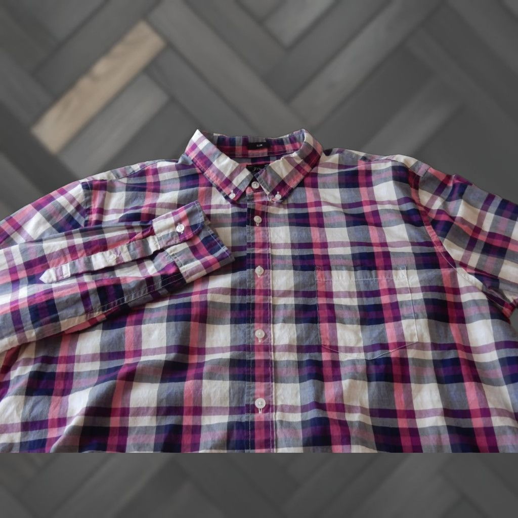 J.Crew J.CREW Shirt Men Button-Up XXL Plaid Pink Long Sleeve Front Button Size US XXL / EU 58 / 5 - 1 Thumbnail