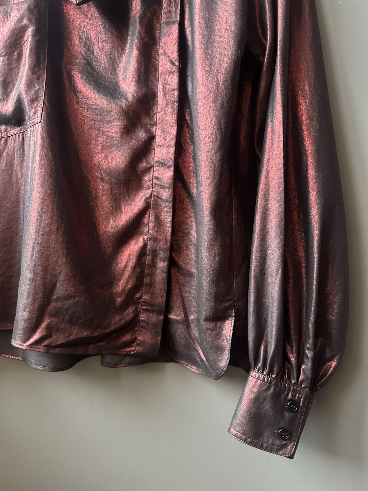 Isabel Marant Etoile Isabel Marant Etoile Bright Burgundy Shine Blouse Shirt Size S / US 4 / IT 40 - 6 Thumbnail