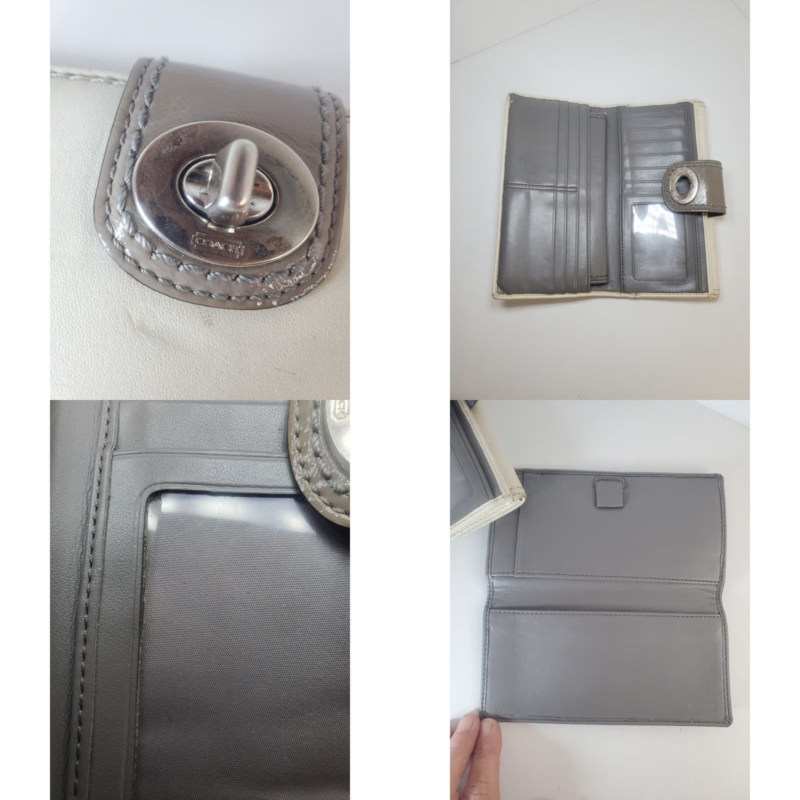 Coach VINTAGE Coach White Leather Bifold Wallet Checkbook Holder Turnlock Womens M Size ONE SIZE - 8 Thumbnail