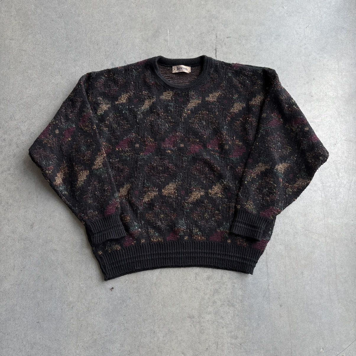 Jantzen Crazy Vintage 80's Jantzen Knit Sweater Maroon & Green L. Size US L / EU 52-54 / 3 - 8 Thumbnail