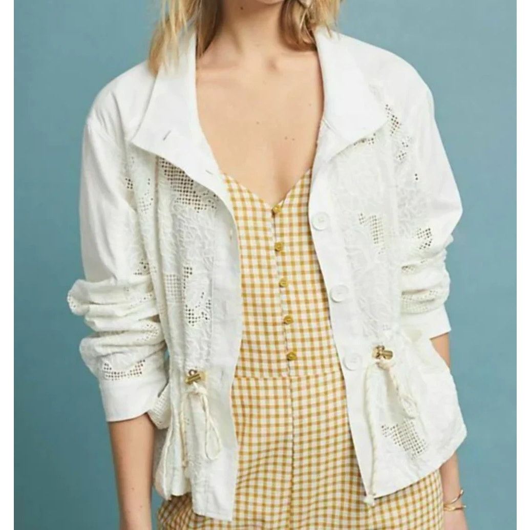 Anthropologie NWT Anthropologie Women's XS White Eyelet Anorak Jacket Size XS / US 0-2 / IT 36-38 - 5 Thumbnail