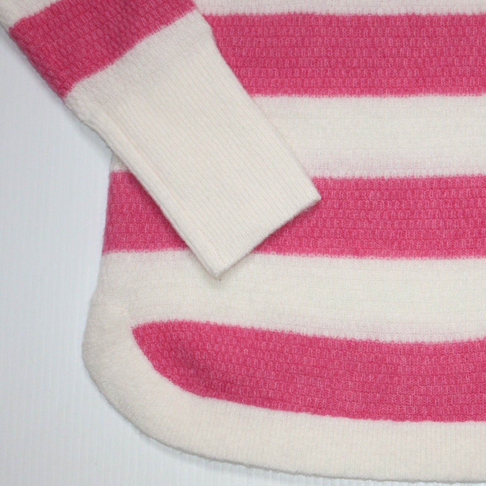 Loft Pink & Cream Stripe Textured Shirttail Sweater NWT $64.50 Size M / US 6-8 / IT 42-44 - 4 Thumbnail
