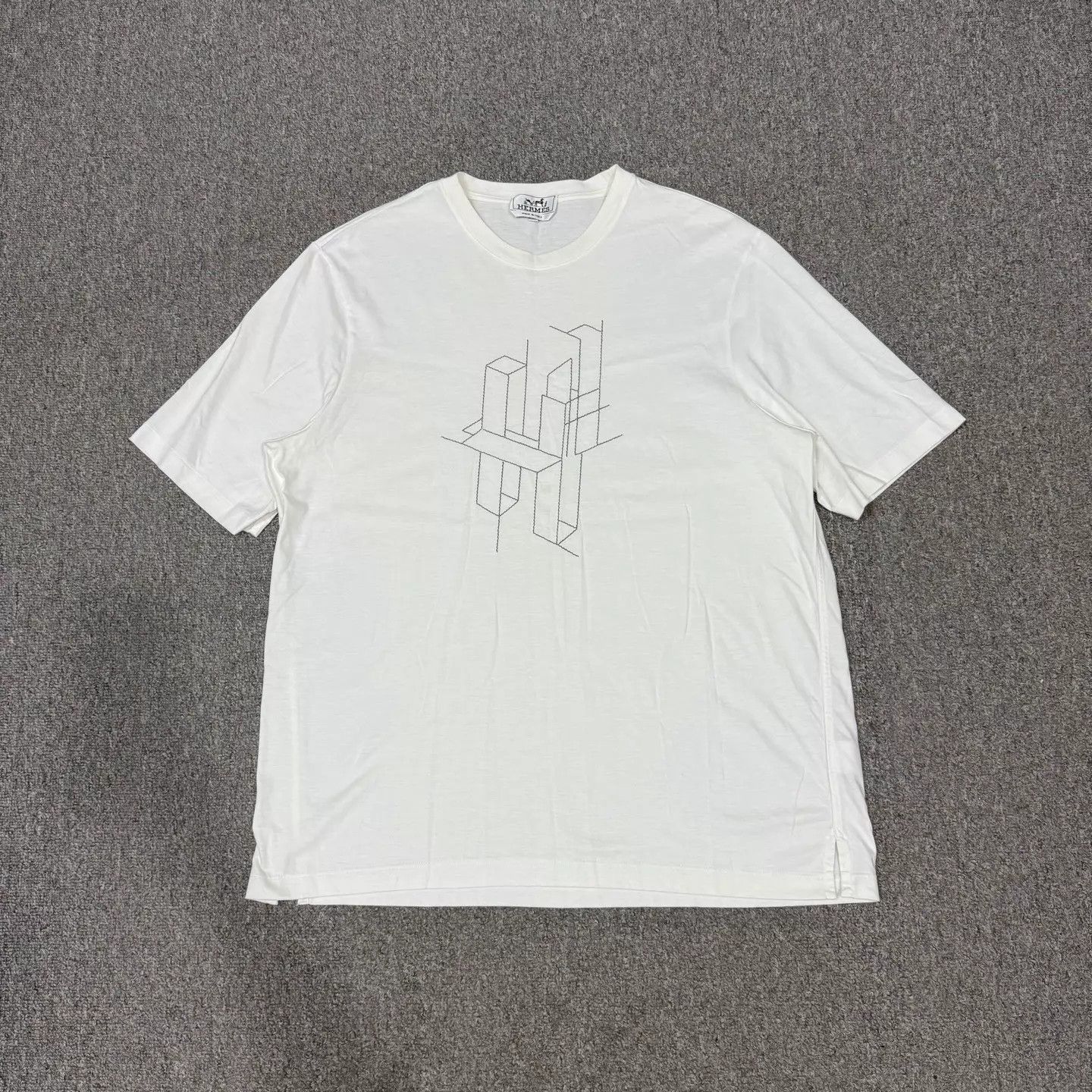 Hermes Hermes White Geo Short Tee XL 99 New Size XL / US 12-14 / IT 48-50 - 1 Thumbnail