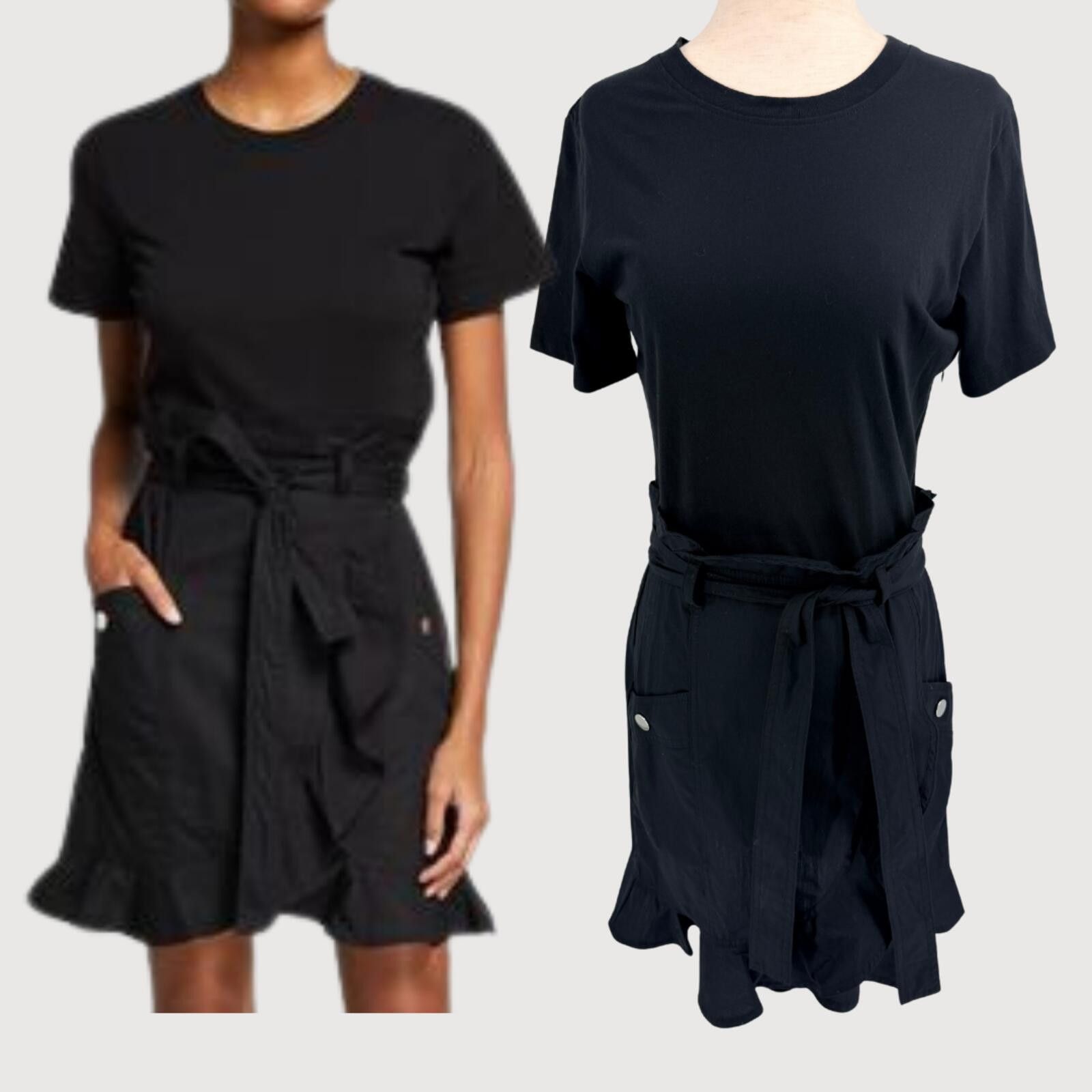 Other Derek Lam 10 Crosby Hudson Mixed Media T-Shirt Dress Black 4 Size S / US 4 / IT 40 - 1 Thumbnail